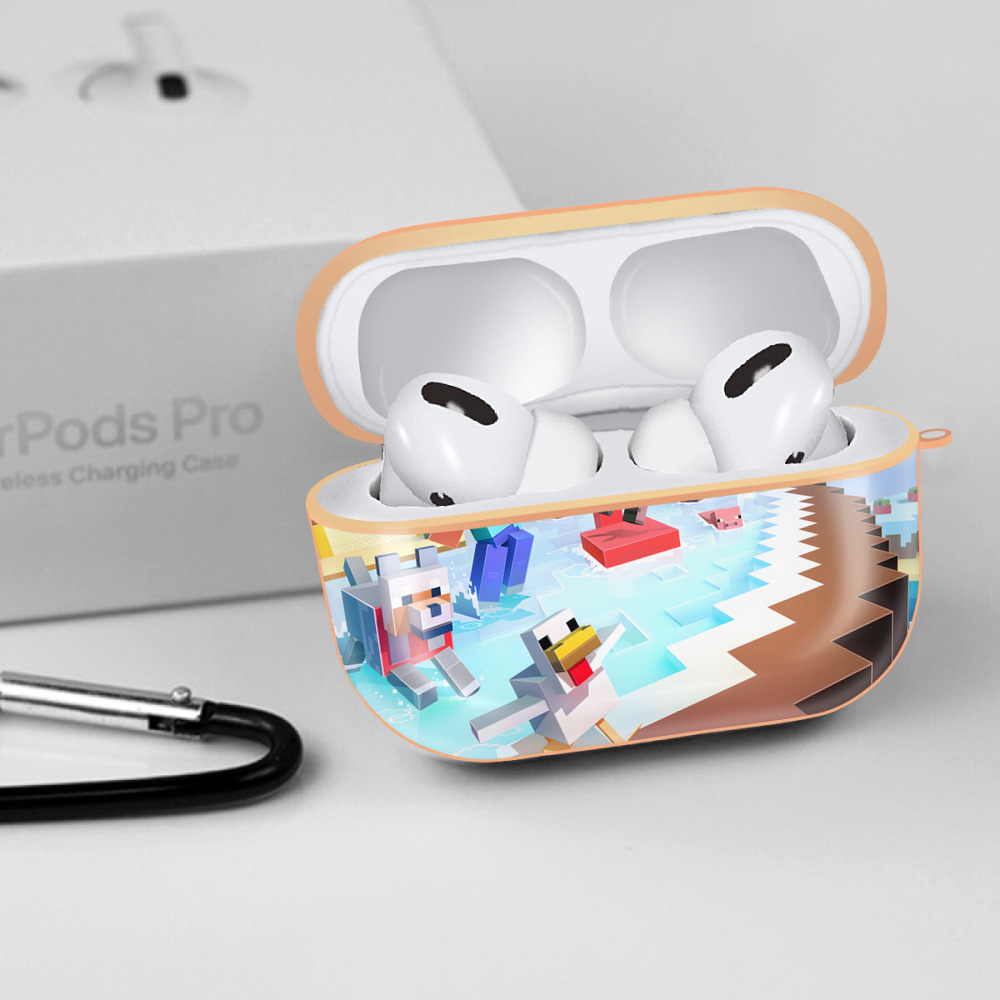 マインクラフト ブロックの世界 Minecraft MC Block world 【AirPods Pro用】ハードシェル保護ケース｜耐衝撃・防指紋・カラビナ付き商品仕様