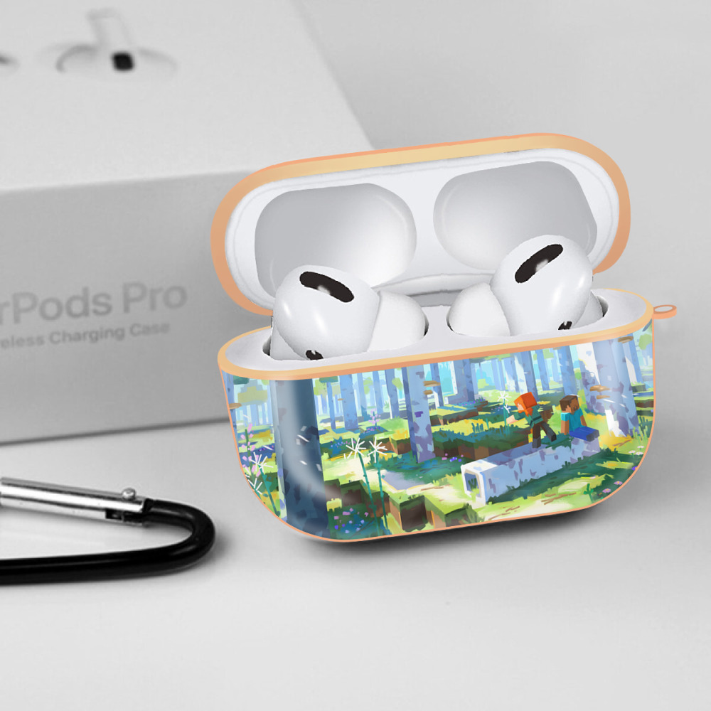 マインクラフト ブロックの世界 Minecraft MC Block world 【AirPods Pro用】ハードシェル保護ケース｜耐衝撃・防指紋・カラビナ付き商品仕様