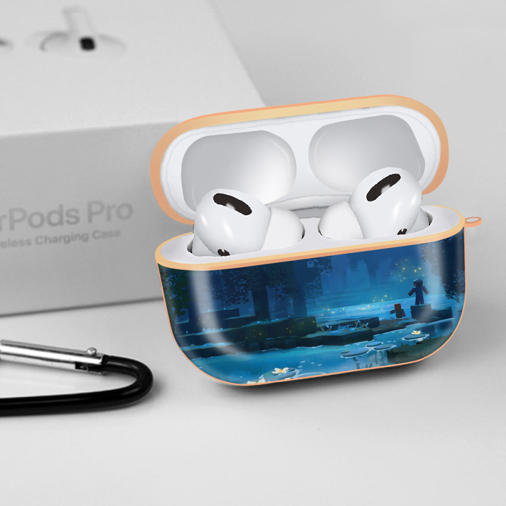 マインクラフト ブロックの世界 Minecraft MC Block world 【AirPods Pro用】ハードシェル保護ケース｜耐衝撃・防指紋・カラビナ付き商品仕様