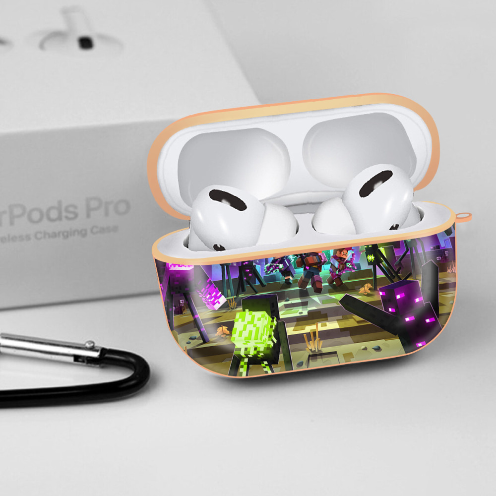 マインクラフト ブロックの世界 Minecraft MC Block world 【AirPods Pro用】ハードシェル保護ケース｜耐衝撃・防指紋・カラビナ付き商品仕様