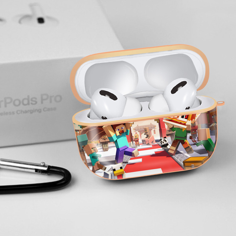 マインクラフト ブロックの世界 Minecraft MC Block world 【AirPods Pro用】ハードシェル保護ケース｜耐衝撃・防指紋・カラビナ付き商品仕様
