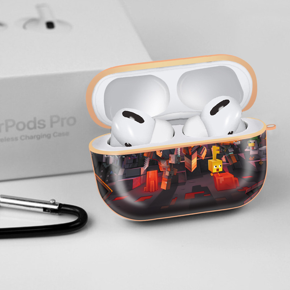 マインクラフト ブロックの世界 Minecraft MC Block world 【AirPods Pro用】ハードシェル保護ケース｜耐衝撃・防指紋・カラビナ付き商品仕様