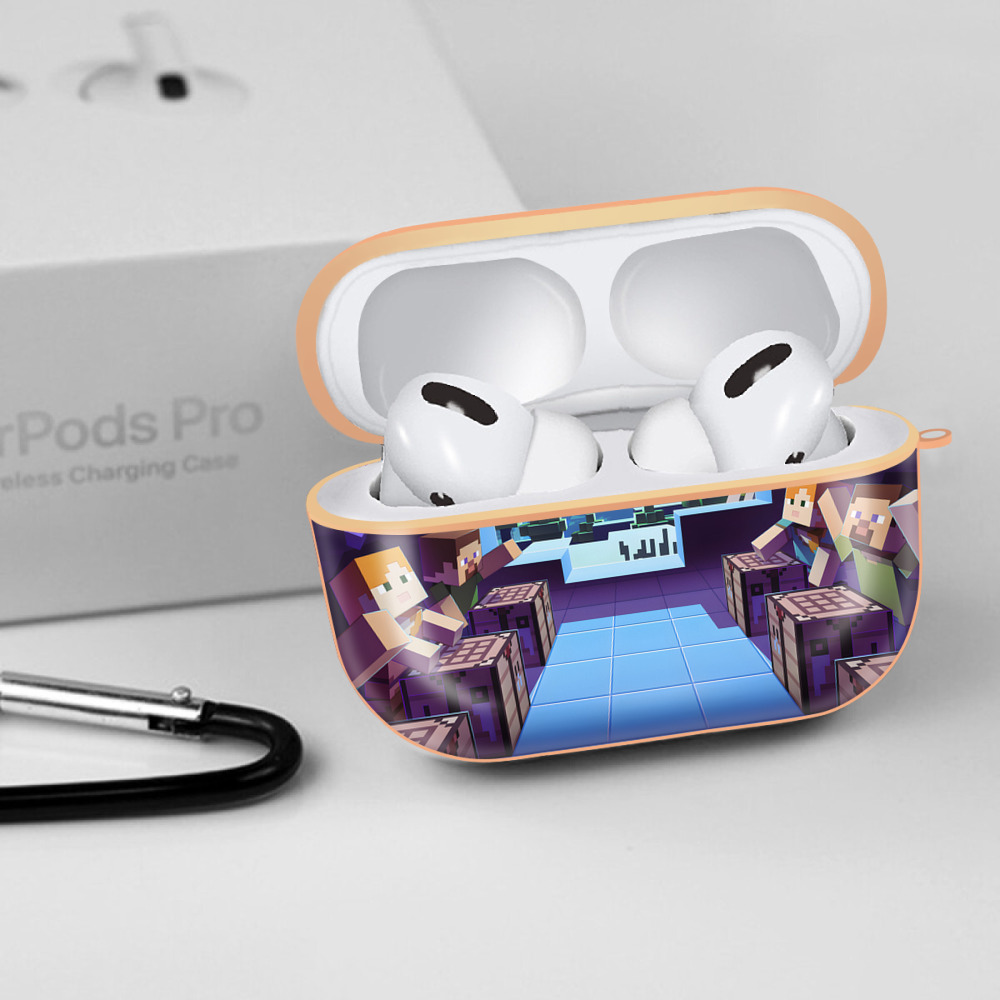マインクラフト ブロックの世界 Minecraft MC Block world 【AirPods Pro用】ハードシェル保護ケース｜耐衝撃・防指紋・カラビナ付き商品仕様