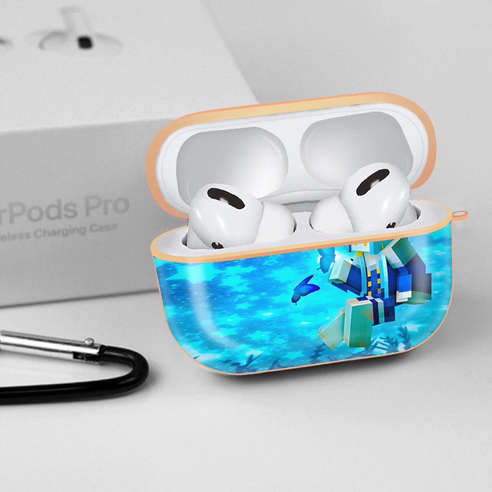 マインクラフト ブロックの世界 Minecraft MC Block world 【AirPods Pro用】ハードシェル保護ケース｜耐衝撃・防指紋・カラビナ付き商品仕様