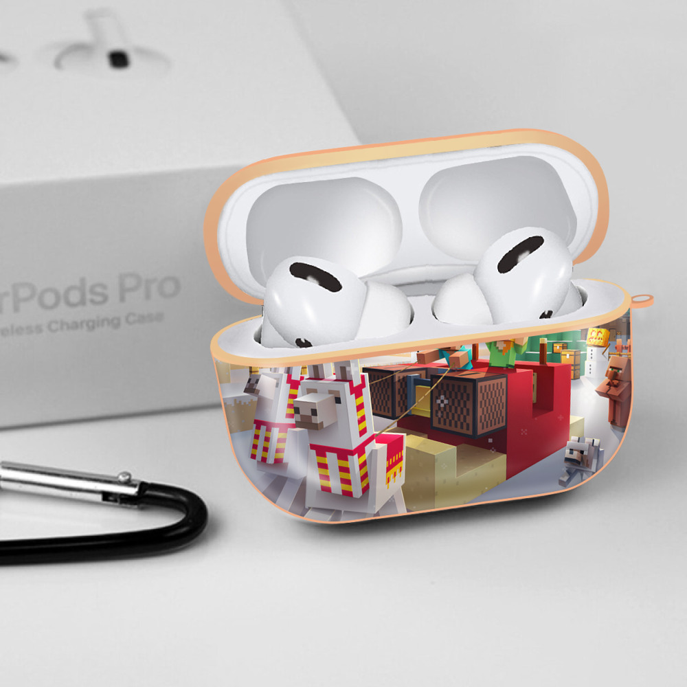 マインクラフト ブロックの世界 Minecraft MC Block world 【AirPods Pro用】ハードシェル保護ケース｜耐衝撃・防指紋・カラビナ付き商品仕様