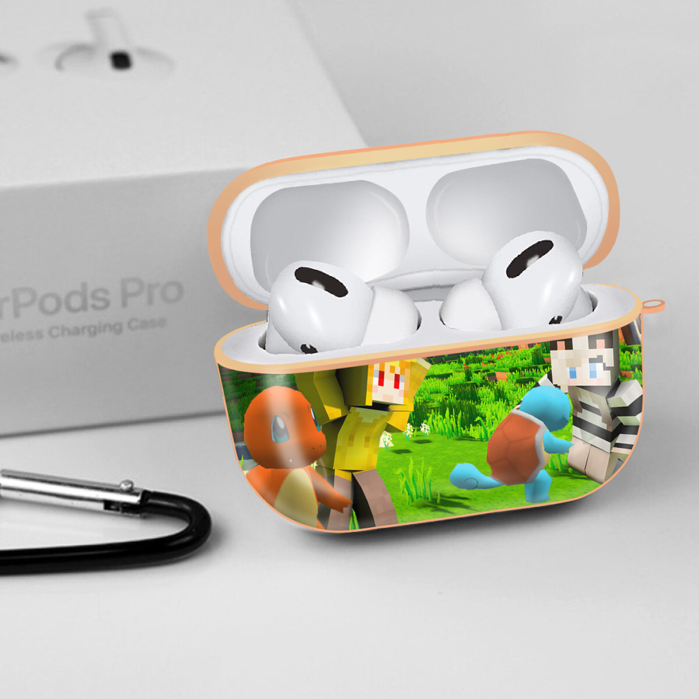マインクラフト ブロックの世界 Minecraft MC Block world 【AirPods Pro用】ハードシェル保護ケース｜耐衝撃・防指紋・カラビナ付き商品仕様