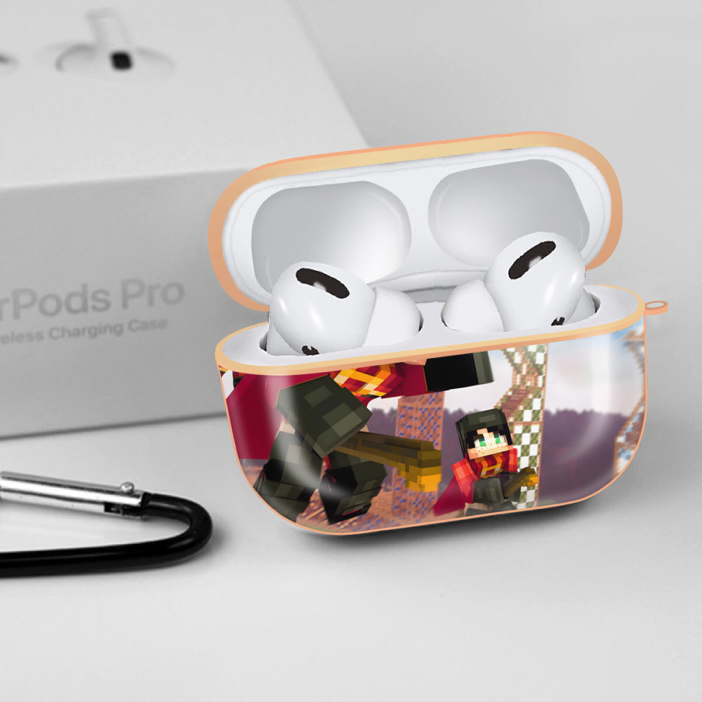マインクラフト ブロックの世界 Minecraft MC Block world 【AirPods Pro用】ハードシェル保護ケース｜耐衝撃・防指紋・カラビナ付き商品仕様