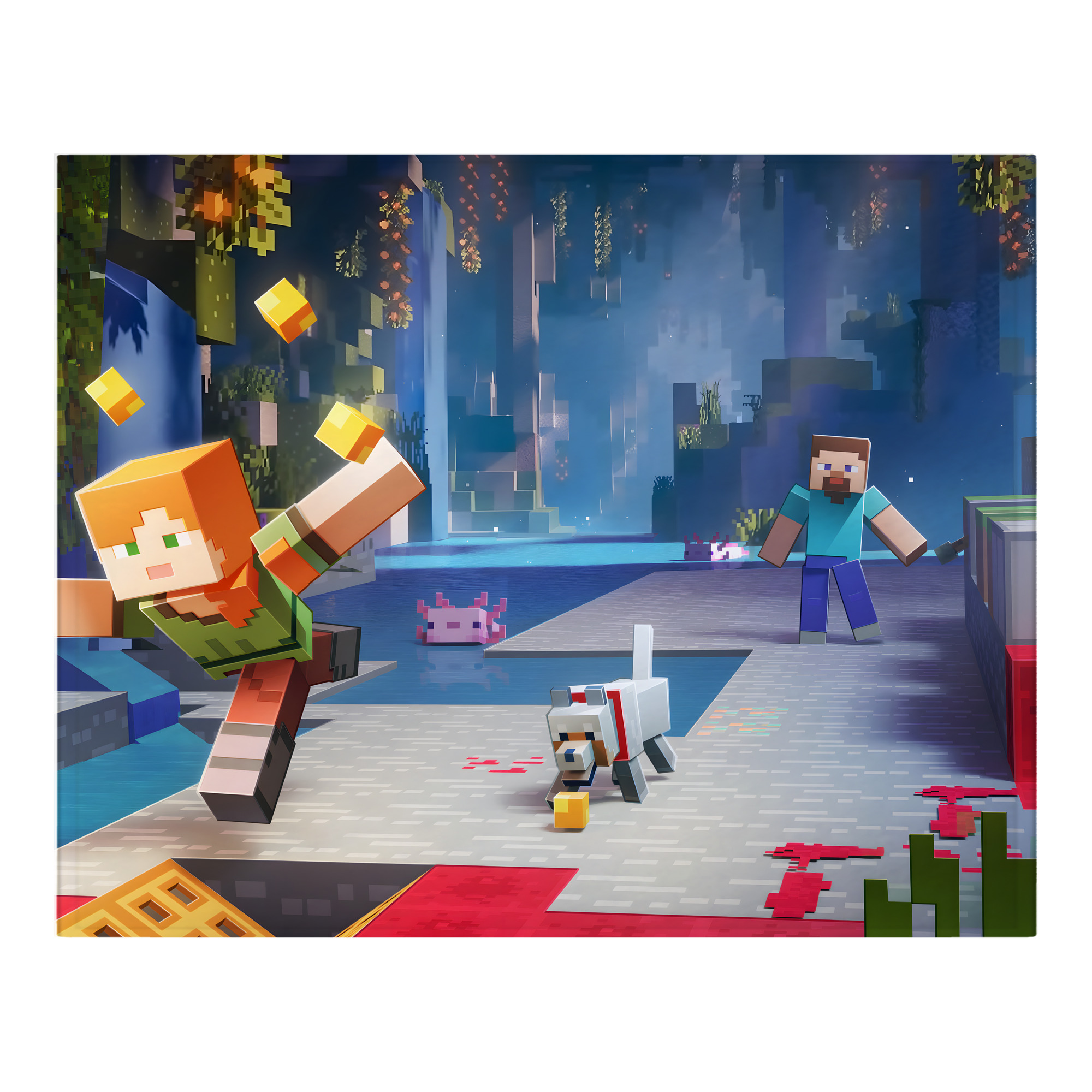 （画像用） マインクラフト ブロックの世界 Minecraft MC Block world フランネルブランケット・多サイズ対応（横型）
