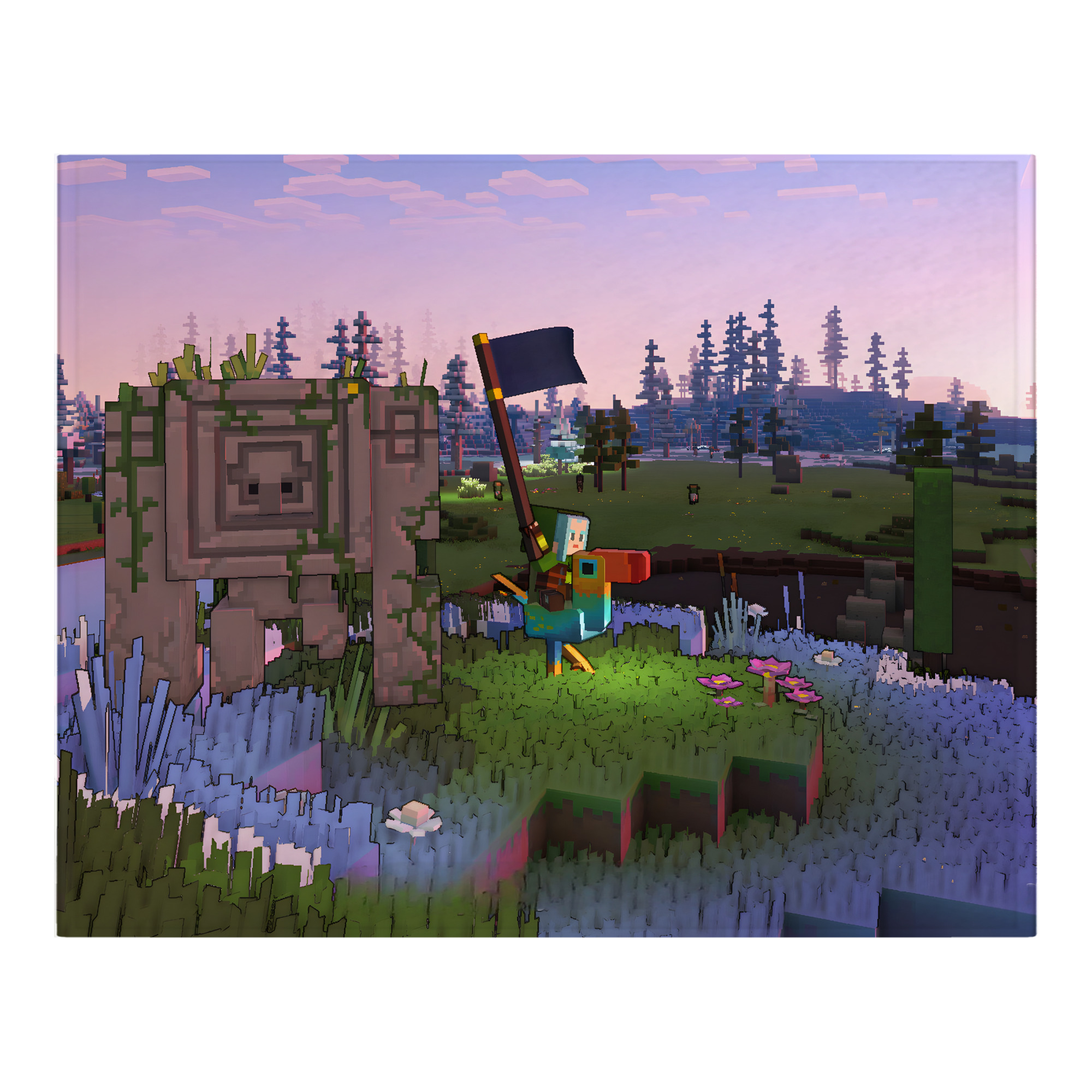 （画像用） マインクラフト ブロックの世界 Minecraft MC Block world フランネルブランケット・多サイズ対応（横型）