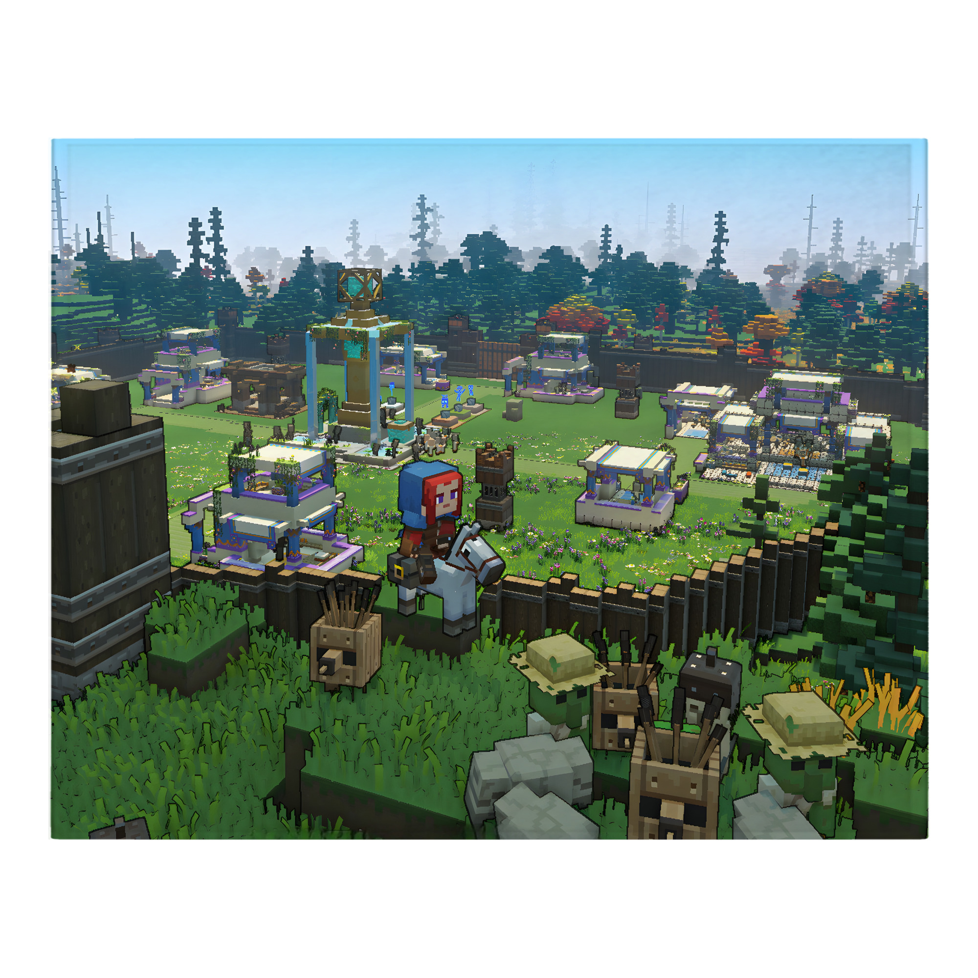 （画像用） マインクラフト ブロックの世界 Minecraft MC Block world フランネルブランケット・多サイズ対応（横型）