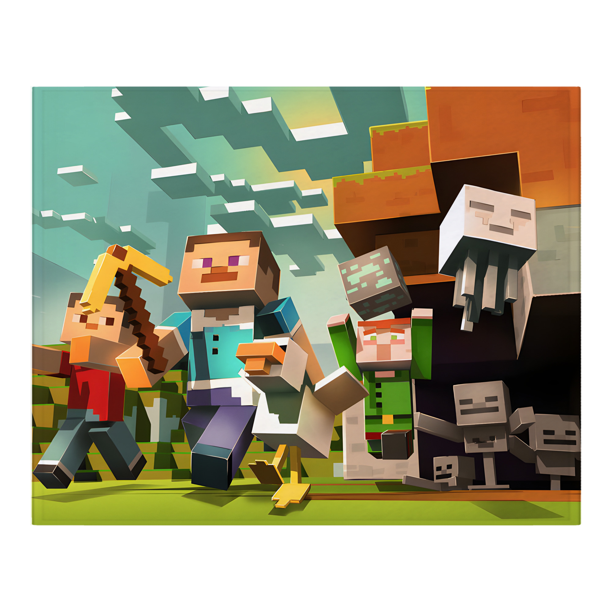 （画像用） マインクラフト ブロックの世界 Minecraft MC Block world フランネルブランケット・多サイズ対応（横型）
