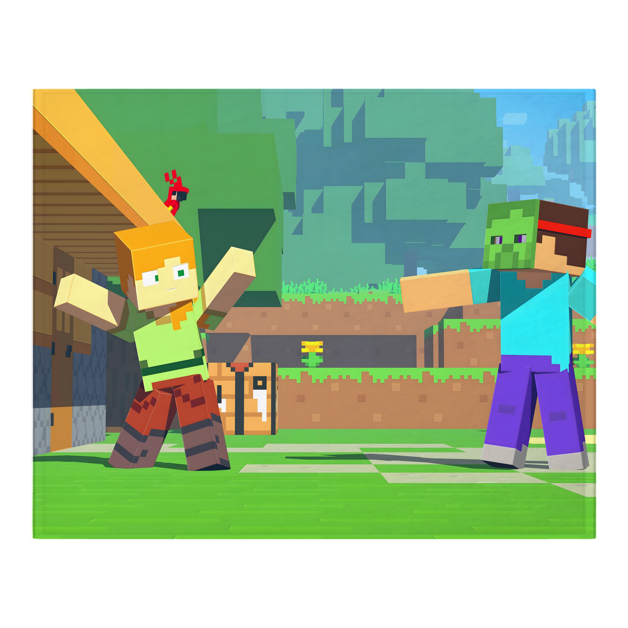 （画像用） マインクラフト ブロックの世界 Minecraft MC Block world フランネルブランケット・多サイズ対応（横型）
