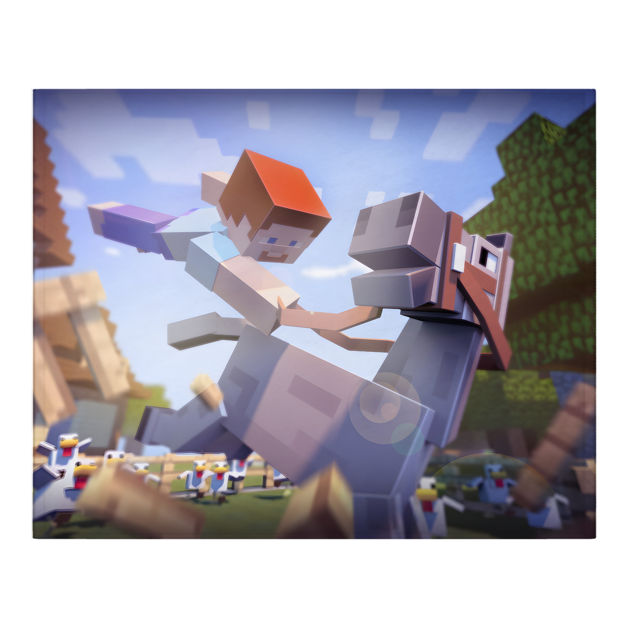 （画像用） マインクラフト ブロックの世界 Minecraft MC Block world フランネルブランケット・多サイズ対応（横型）