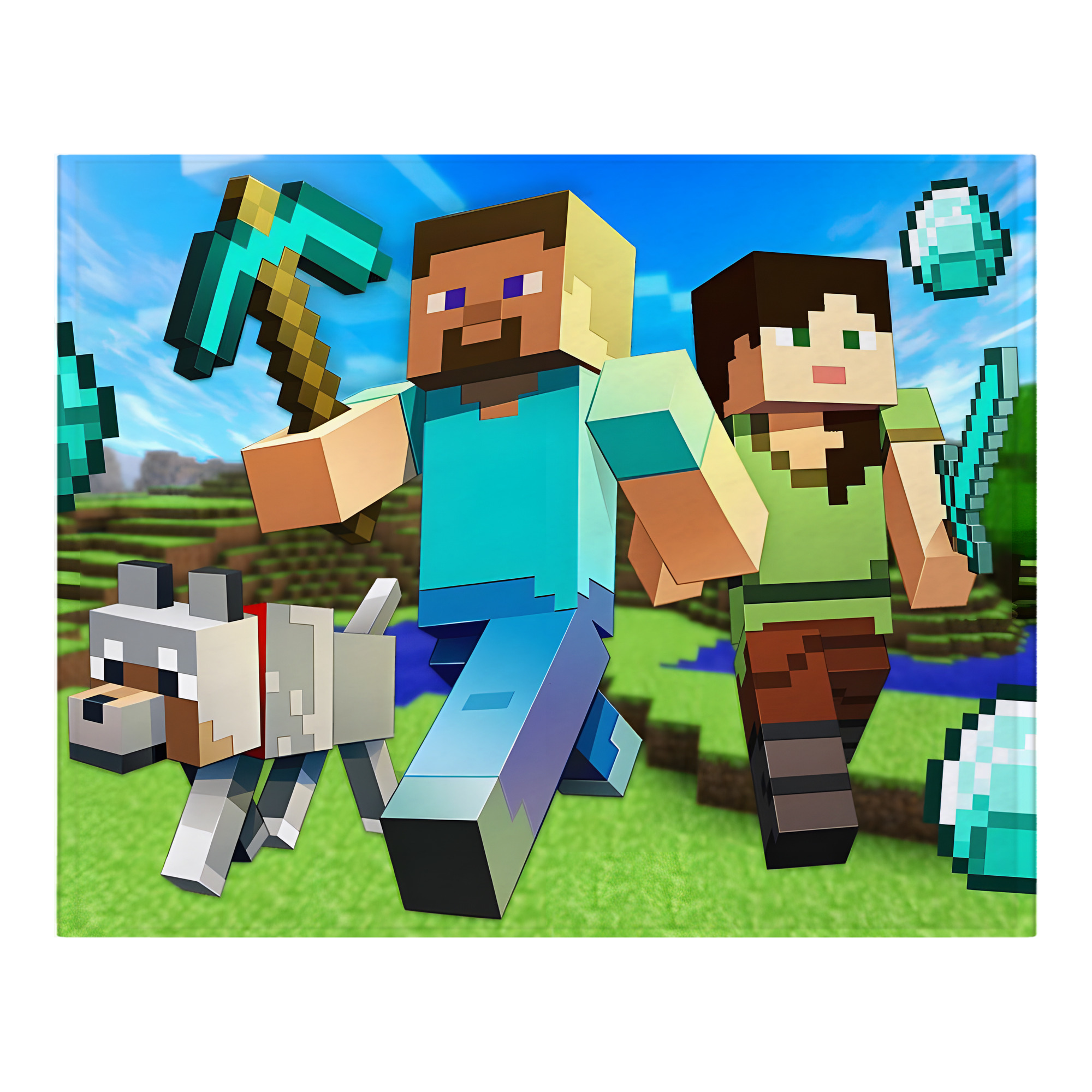 （画像用） マインクラフト ブロックの世界 Minecraft MC Block world フランネルブランケット・多サイズ対応（横型）