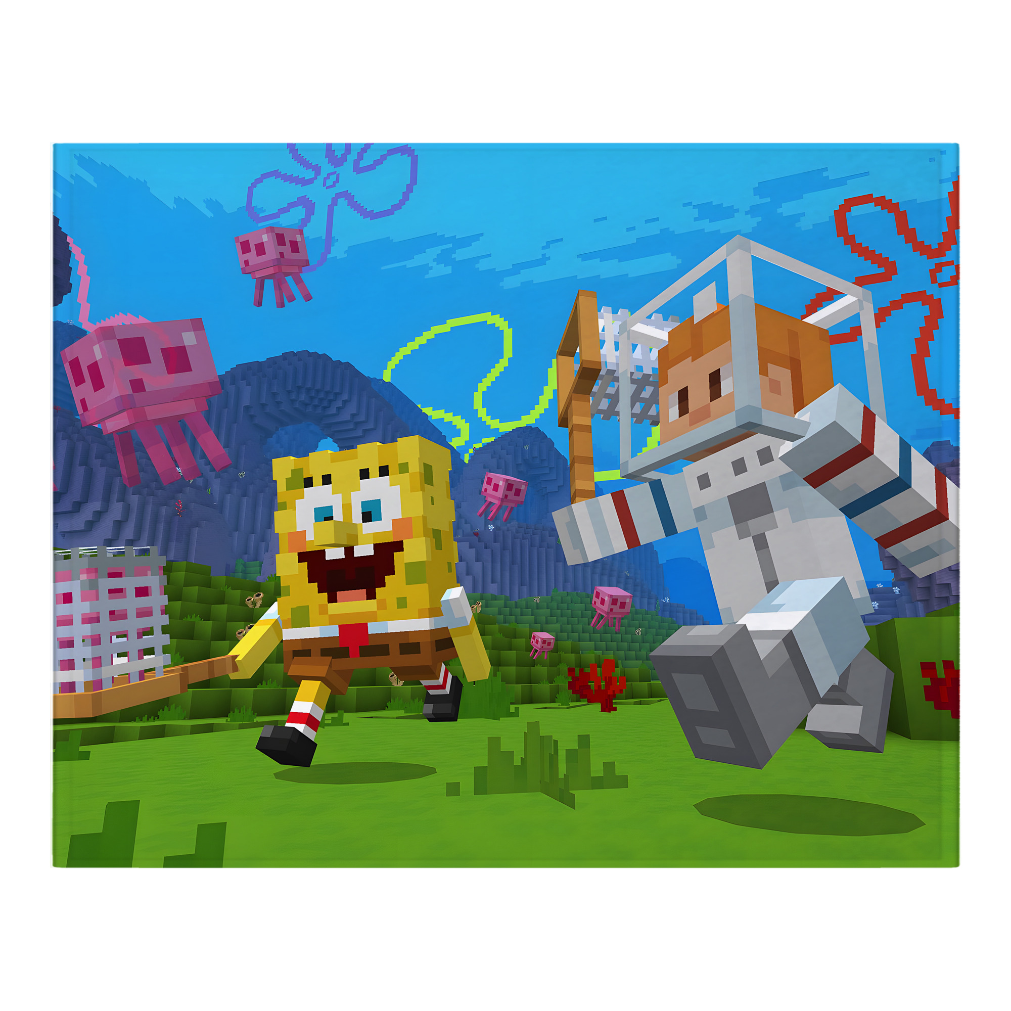 （画像用） マインクラフト ブロックの世界 Minecraft MC Block world フランネルブランケット・多サイズ対応（横型）