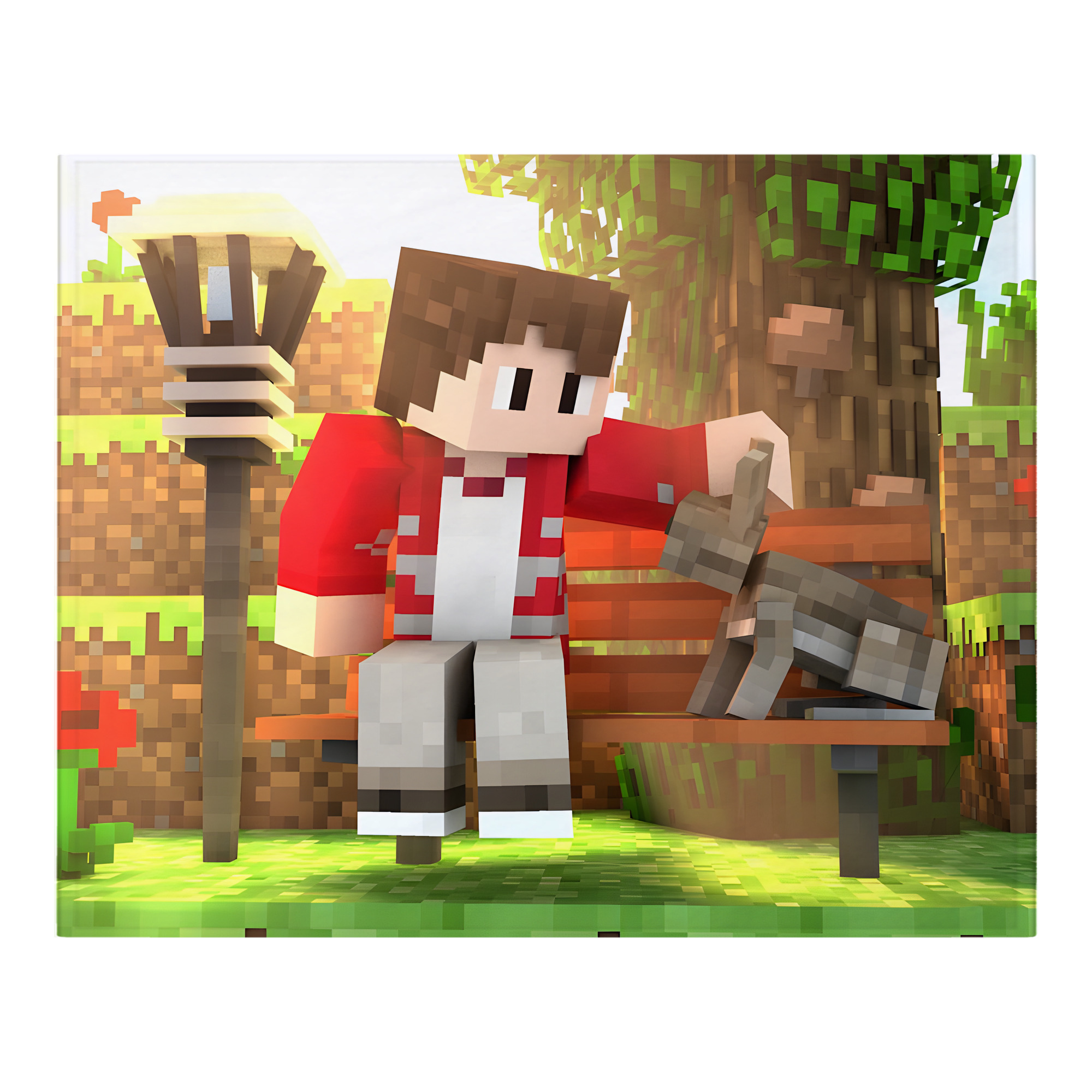 （画像用） マインクラフト ブロックの世界 Minecraft MC Block world フランネルブランケット・多サイズ対応（横型）