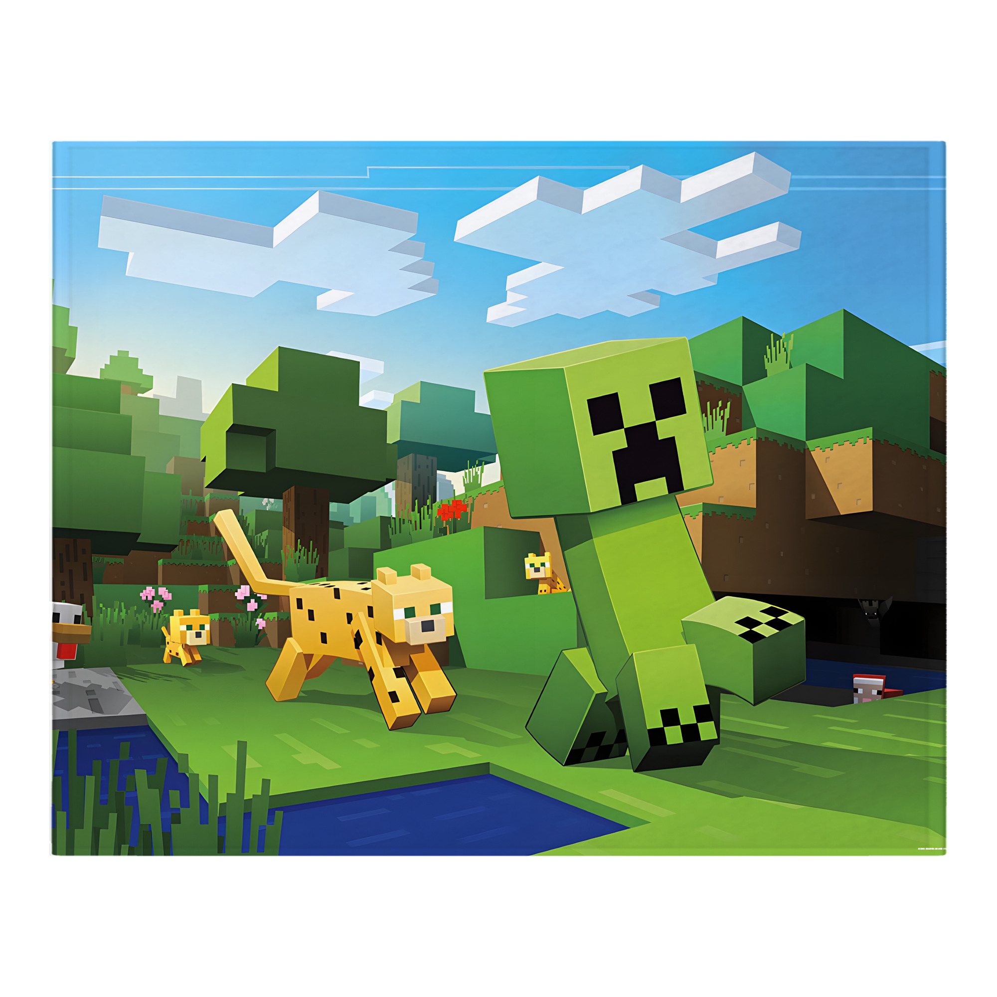 （画像用） マインクラフト ブロックの世界 Minecraft MC Block world フランネルブランケット・多サイズ対応（横型）