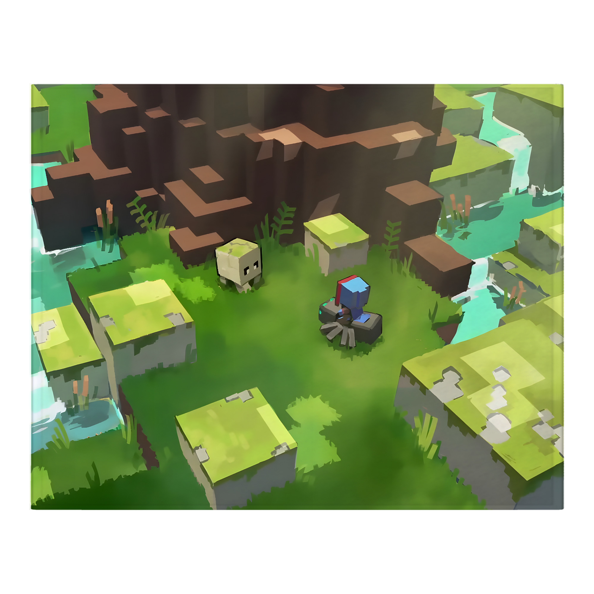 （画像用） マインクラフト ブロックの世界 Minecraft MC Block world フランネルブランケット・多サイズ対応（横型）