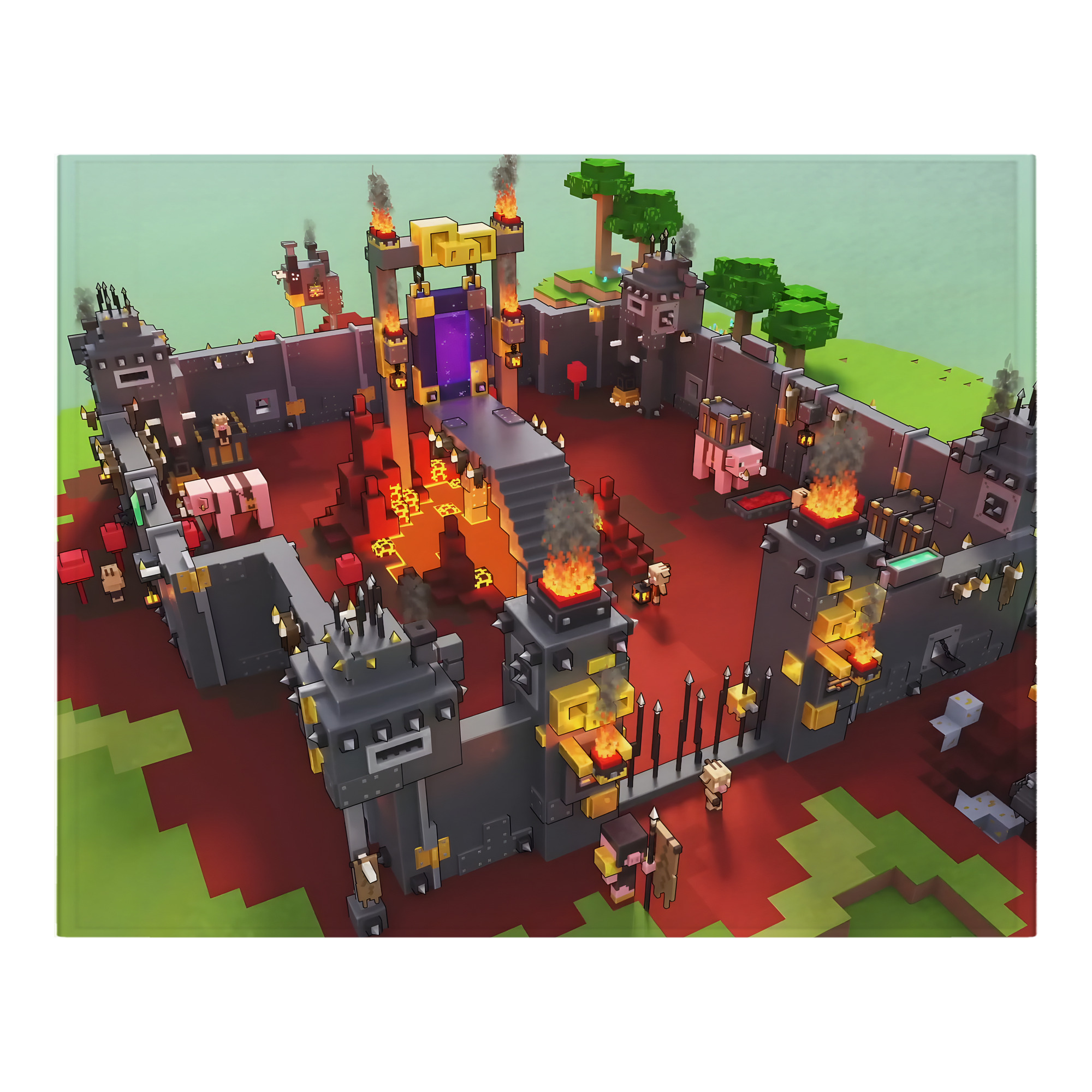（画像用） マインクラフト ブロックの世界 Minecraft MC Block world フランネルブランケット・多サイズ対応（横型）