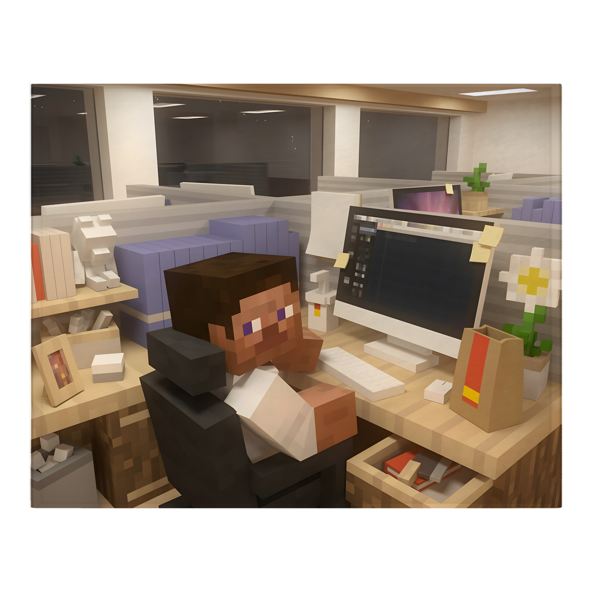 （画像用） マインクラフト ブロックの世界 Minecraft MC Block world フランネルブランケット・多サイズ対応（横型）