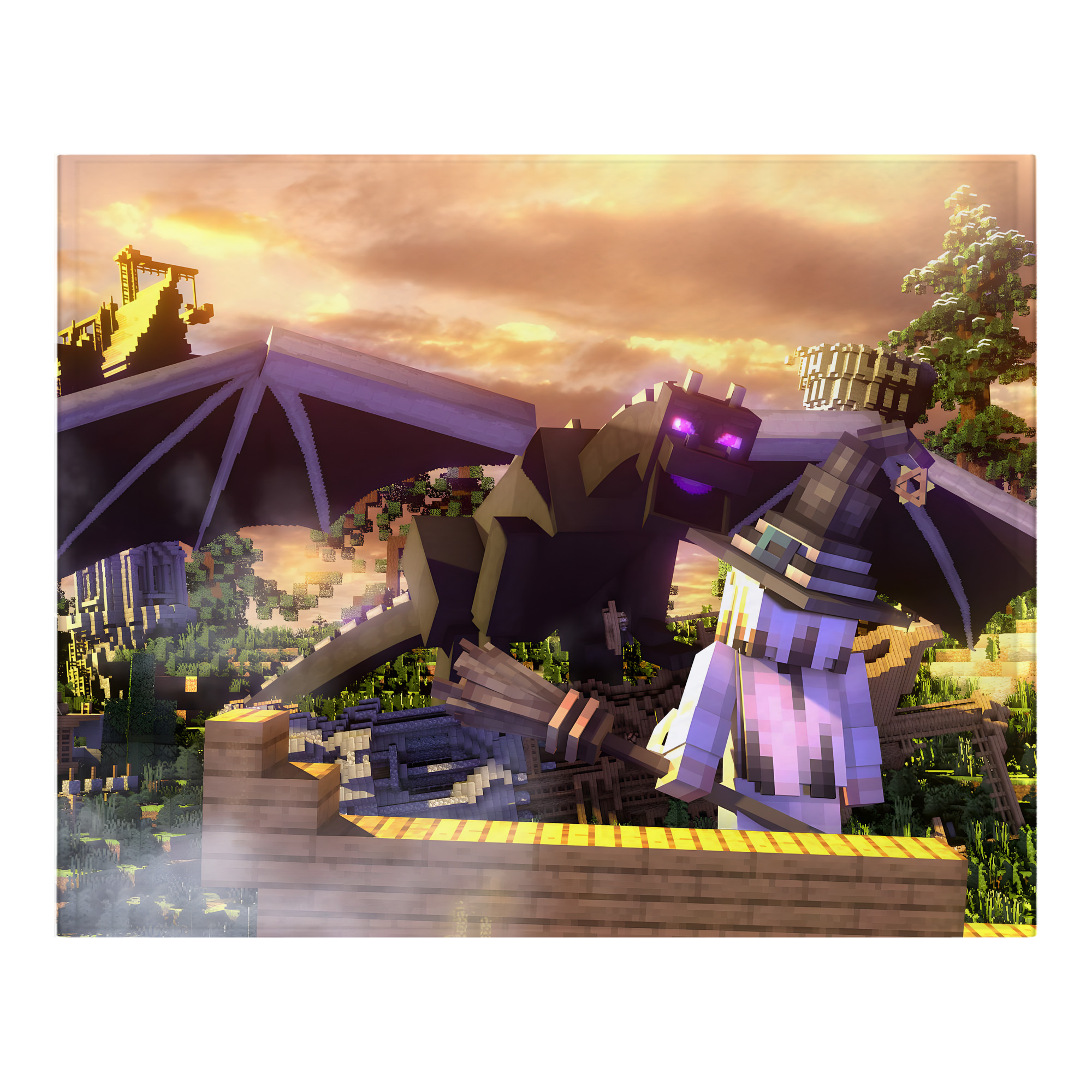 （画像用） マインクラフト ブロックの世界 Minecraft MC Block world フランネルブランケット・多サイズ対応（横型）