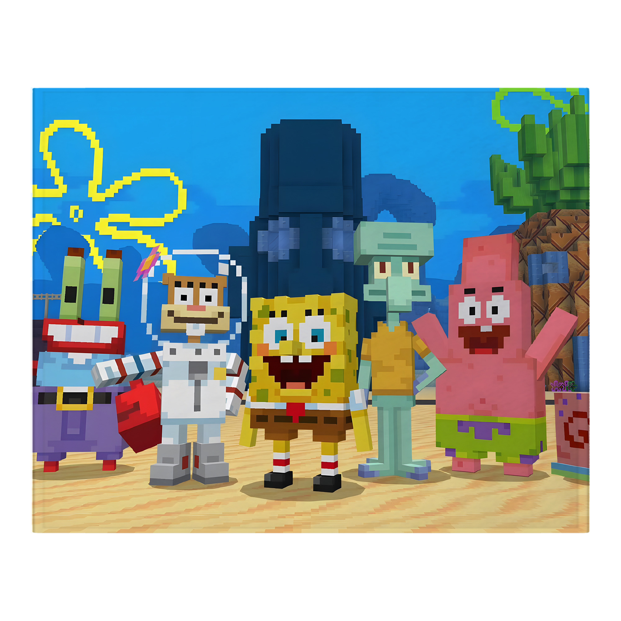 （画像用） マインクラフト ブロックの世界 Minecraft MC Block world フランネルブランケット・多サイズ対応（横型）