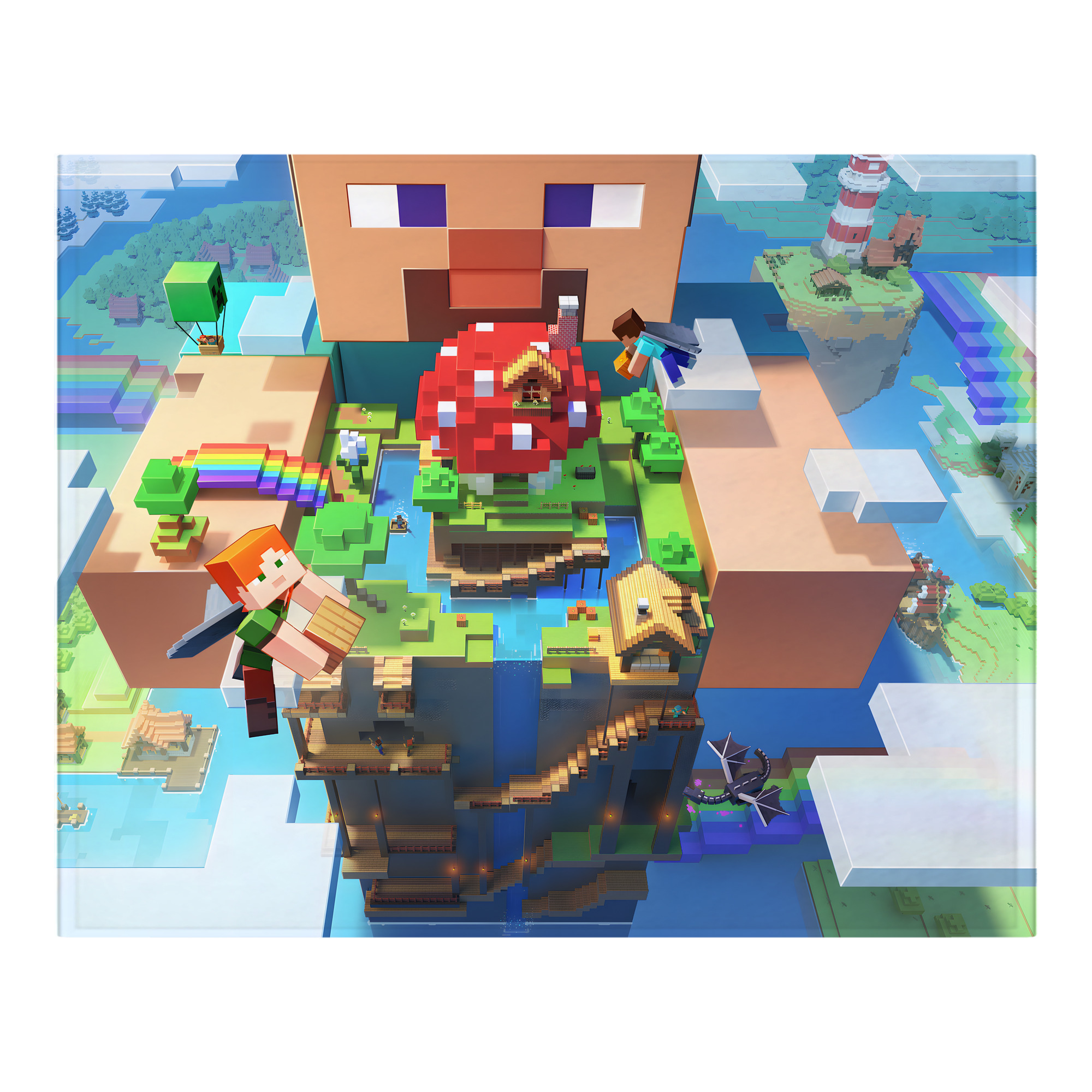 （画像用） マインクラフト ブロックの世界 Minecraft MC Block world フランネルブランケット・多サイズ対応（横型）