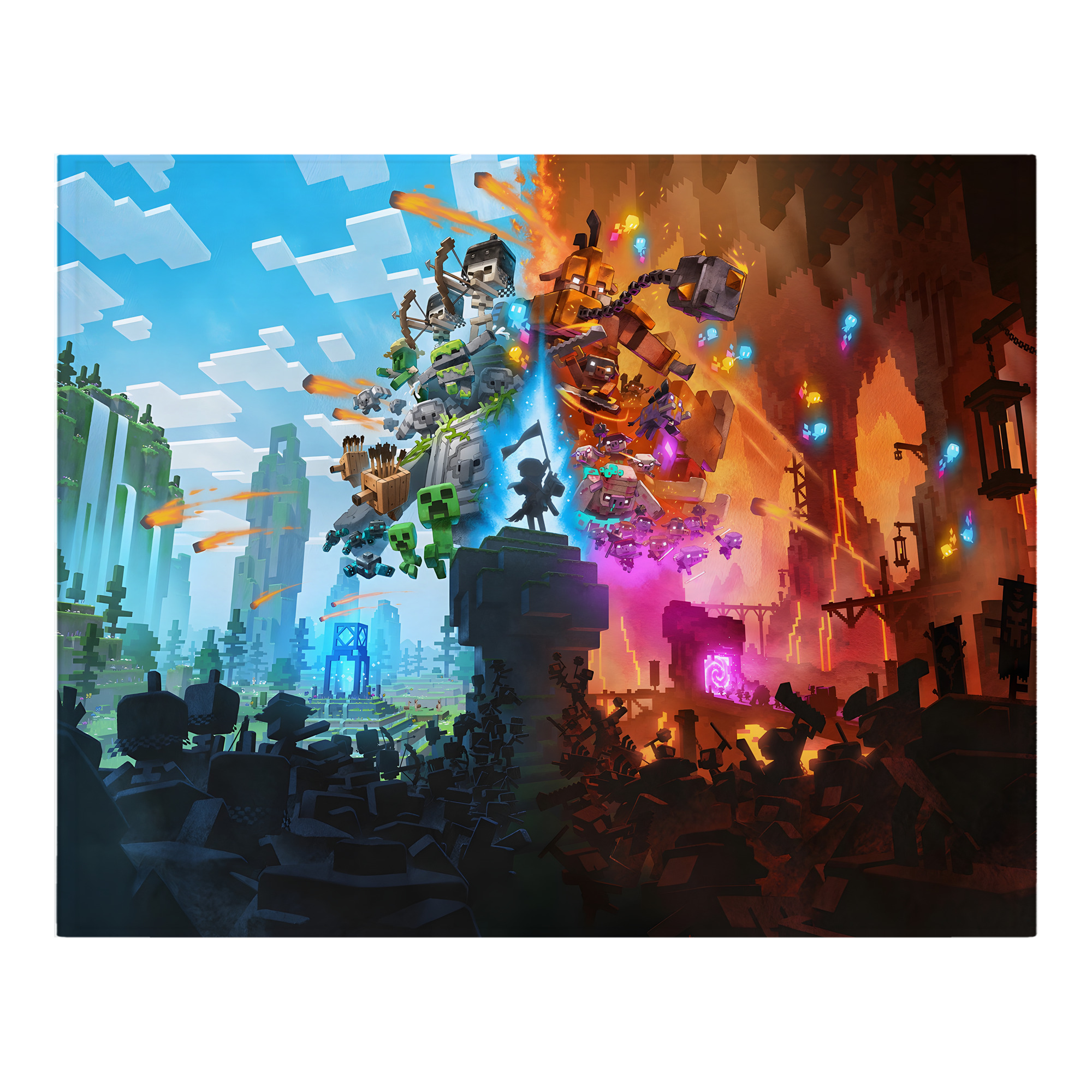 （画像用） マインクラフト ブロックの世界 Minecraft MC Block world フランネルブランケット・多サイズ対応（横型）