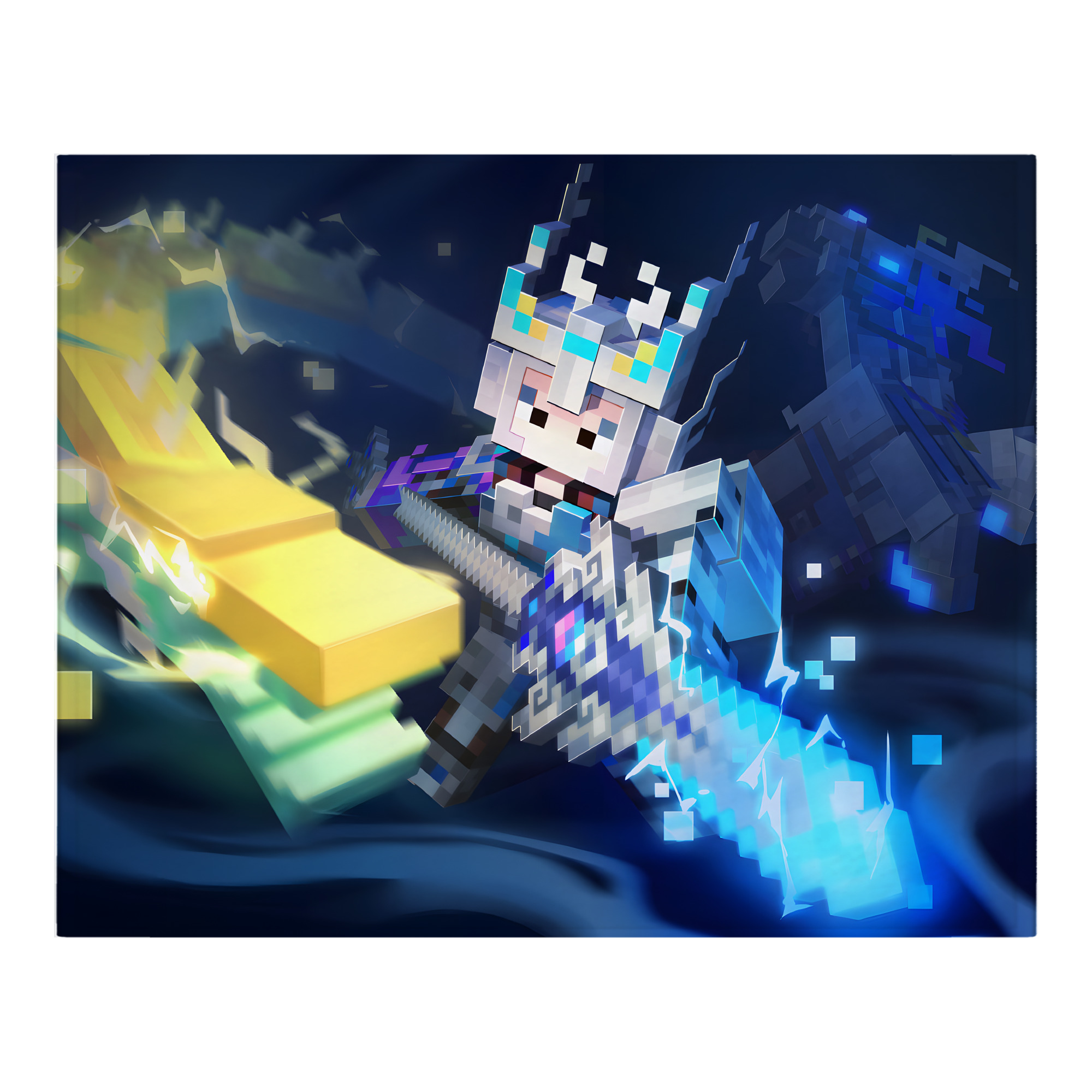 （画像用） マインクラフト ブロックの世界 Minecraft MC Block world フランネルブランケット・多サイズ対応（横型）