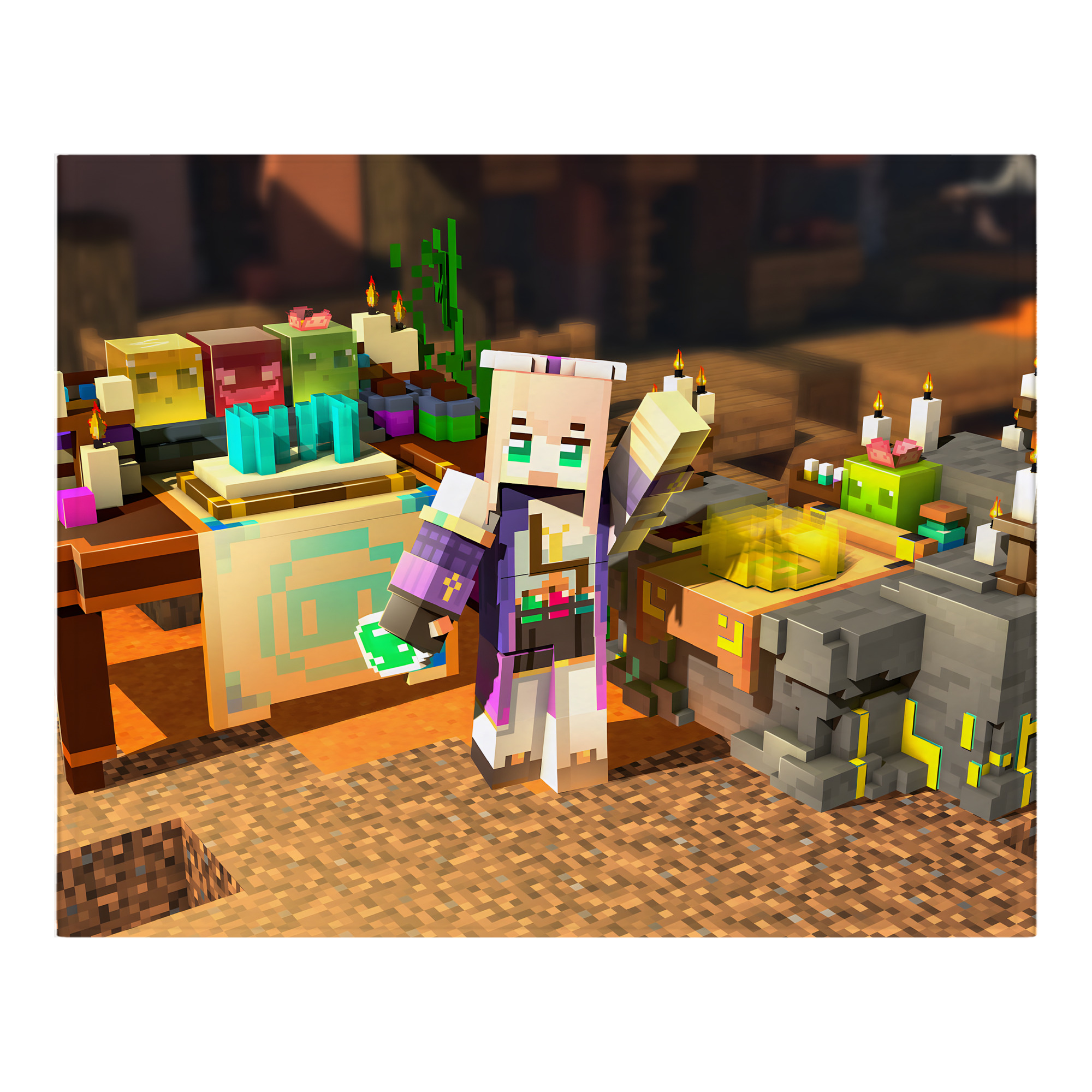 （画像用） マインクラフト ブロックの世界 Minecraft MC Block world フランネルブランケット・多サイズ対応（横型）