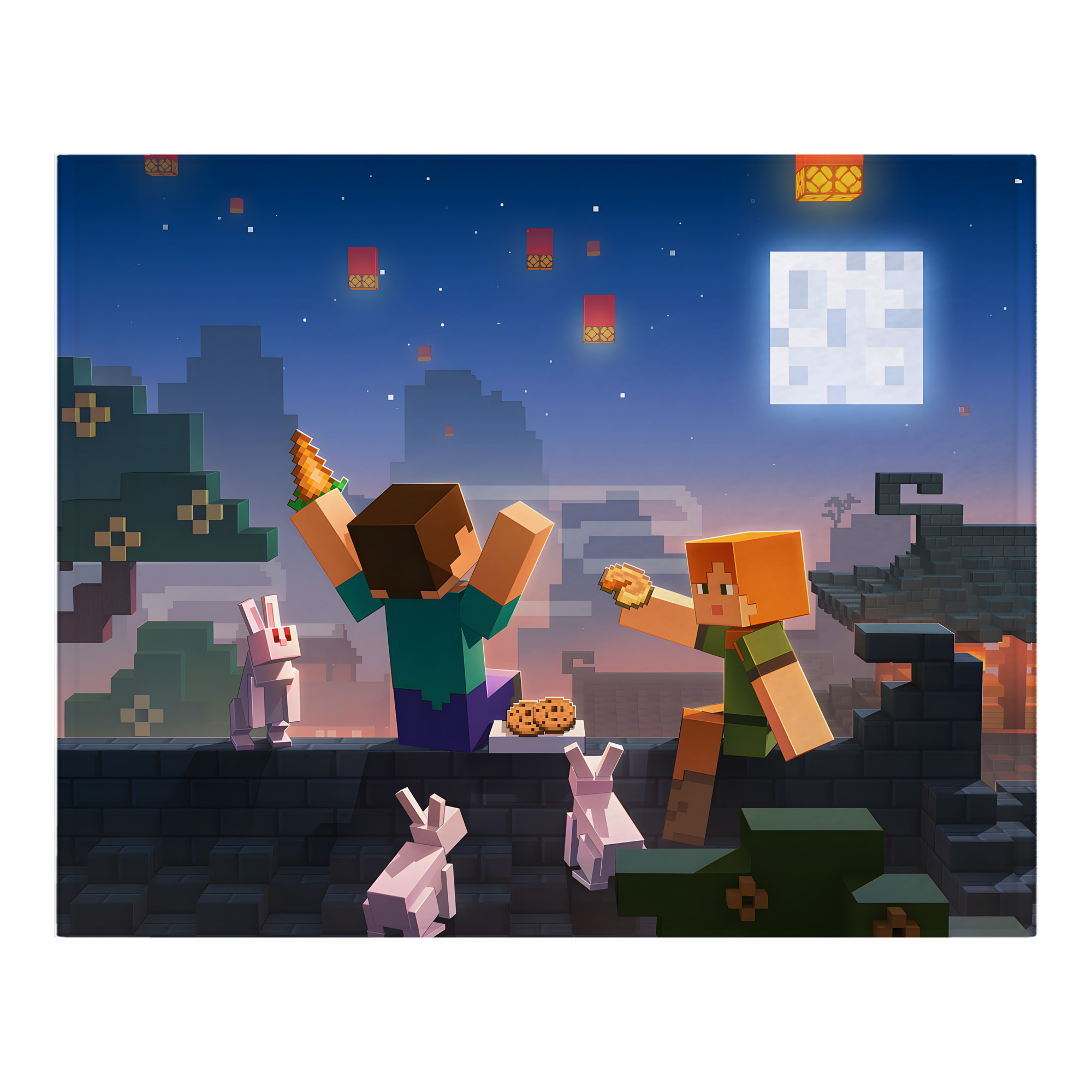 （画像用） マインクラフト ブロックの世界 Minecraft MC Block world フランネルブランケット・多サイズ対応（横型）
