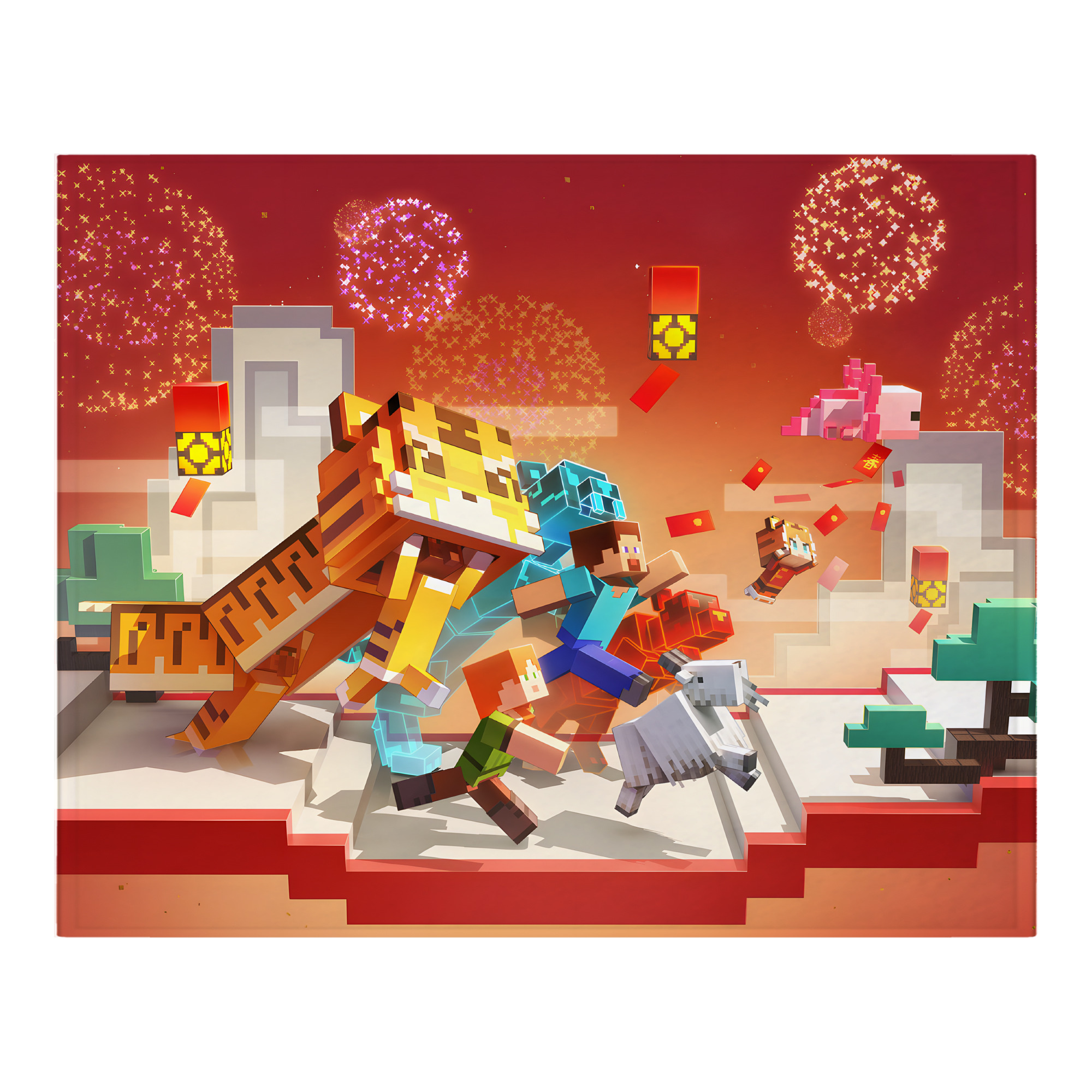 （画像用） マインクラフト ブロックの世界 Minecraft MC Block world フランネルブランケット・多サイズ対応（横型）
