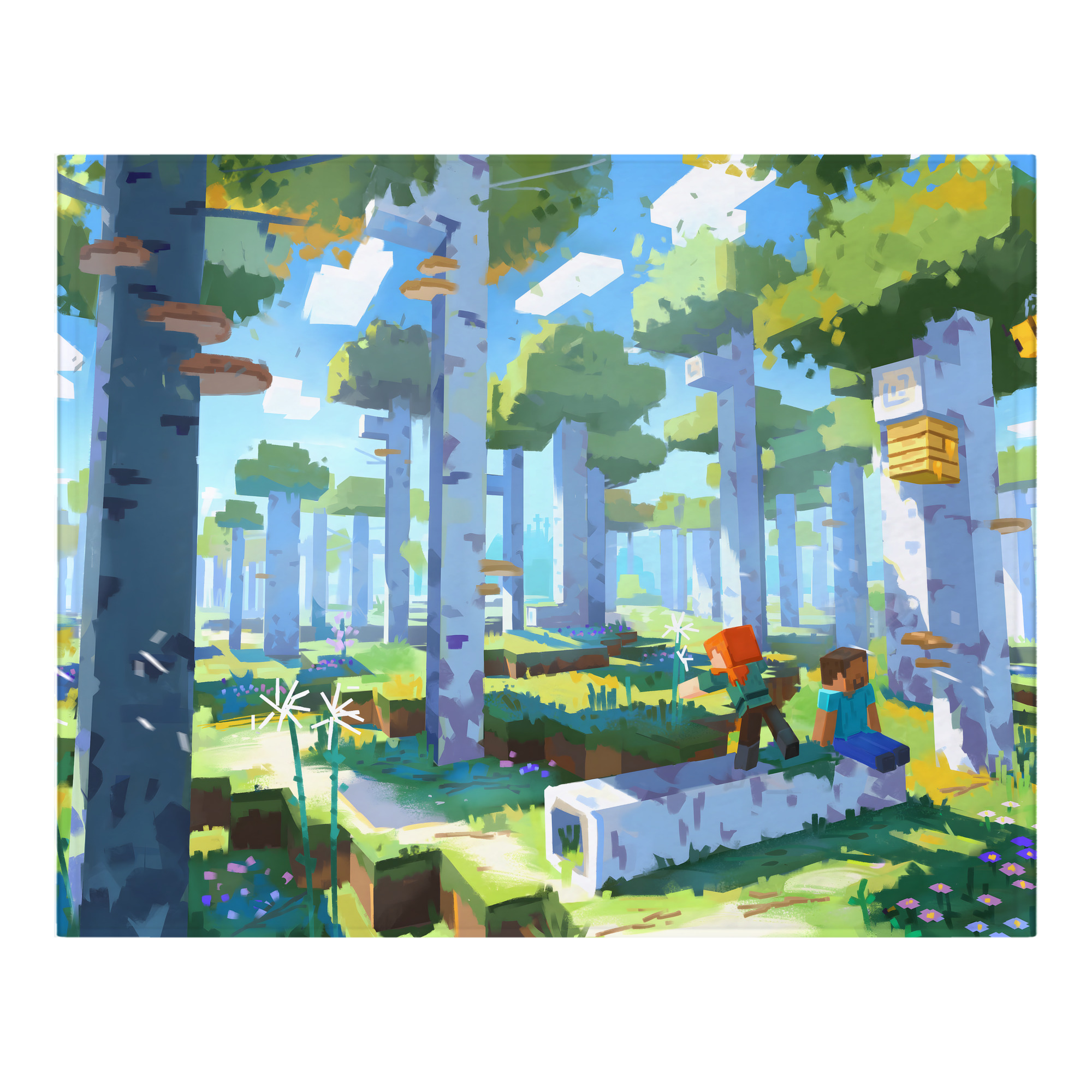 （画像用） マインクラフト ブロックの世界 Minecraft MC Block world フランネルブランケット・多サイズ対応（横型）