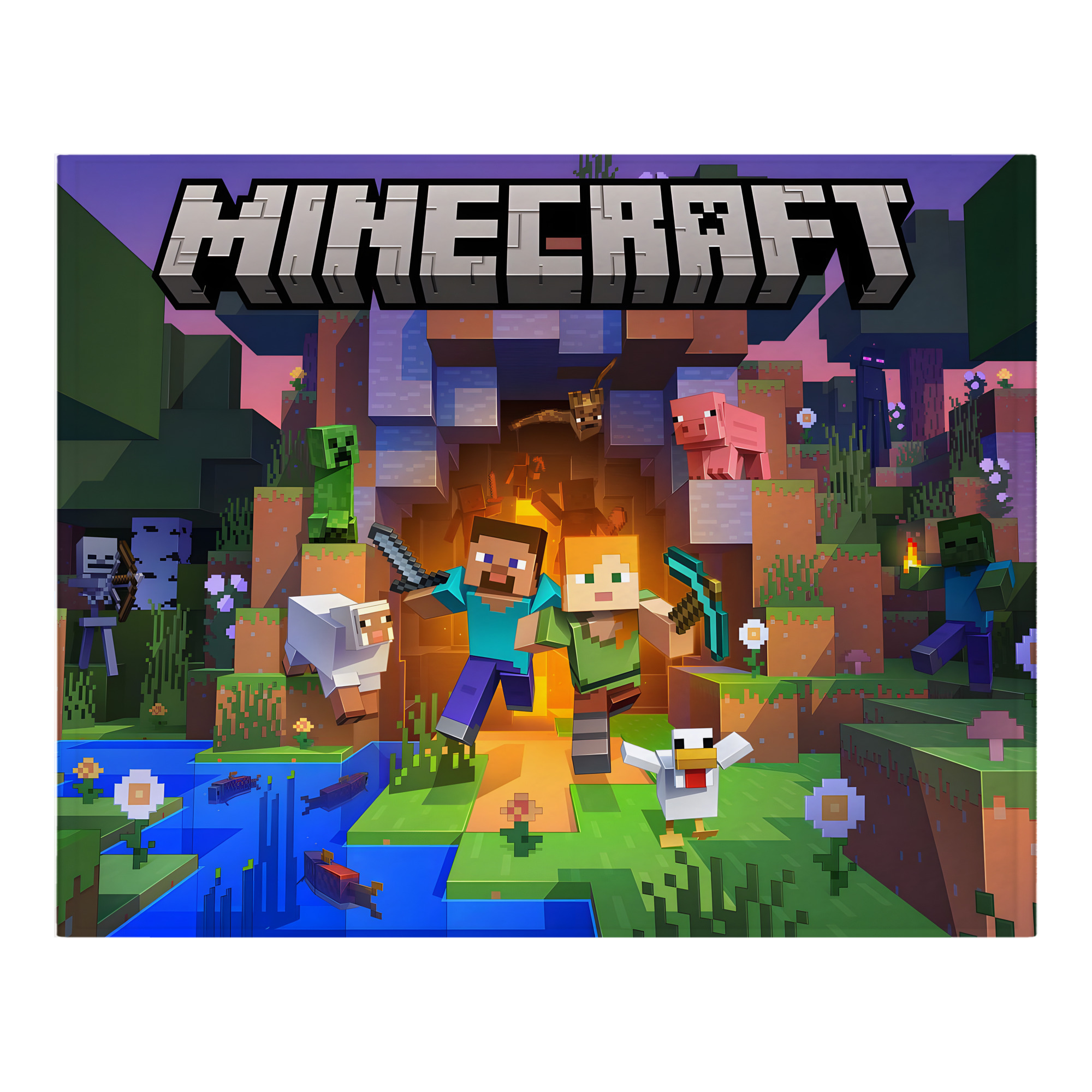 （画像用） マインクラフト ブロックの世界 Minecraft MC Block world フランネルブランケット・多サイズ対応（横型）