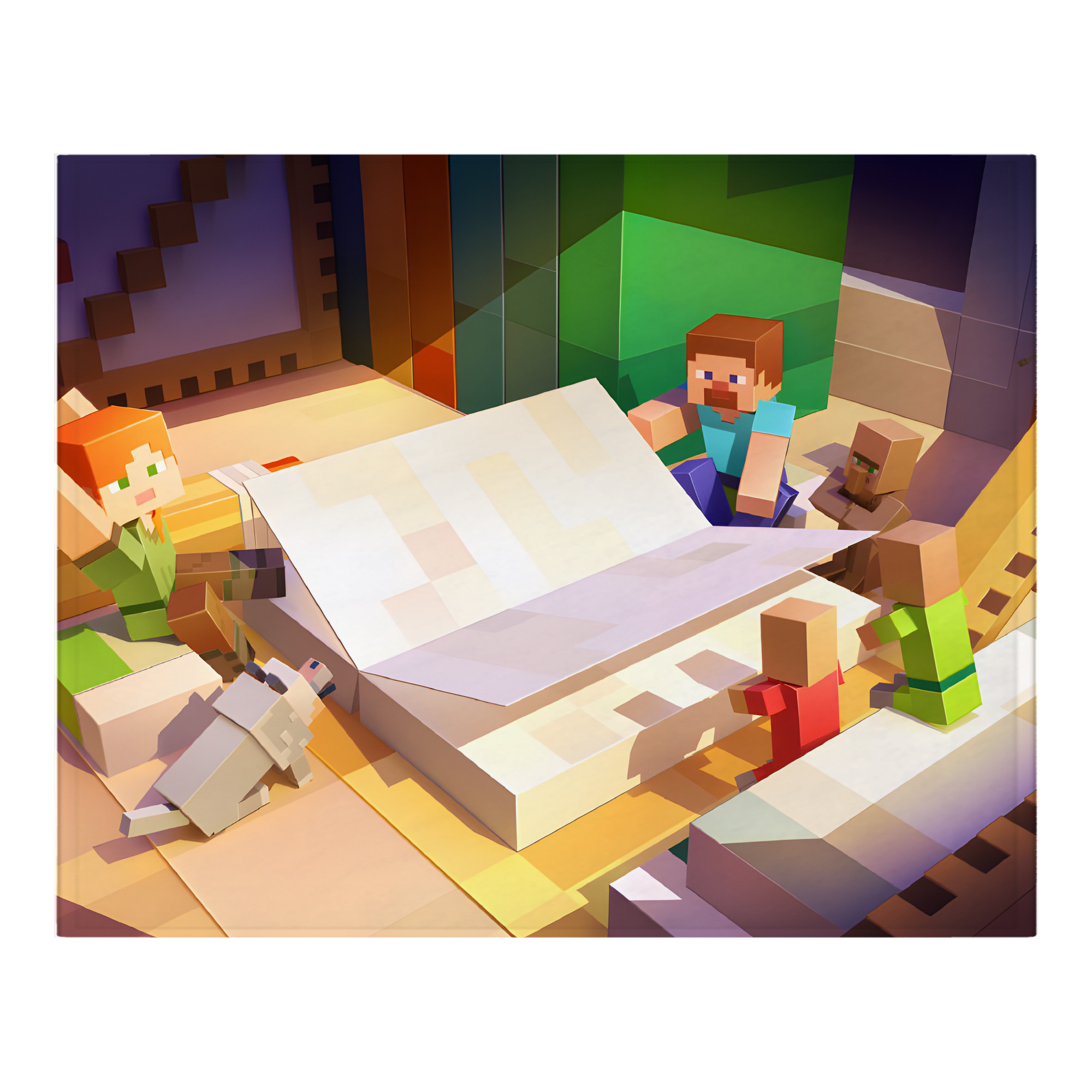 （画像用） マインクラフト ブロックの世界 Minecraft MC Block world フランネルブランケット・多サイズ対応（横型）