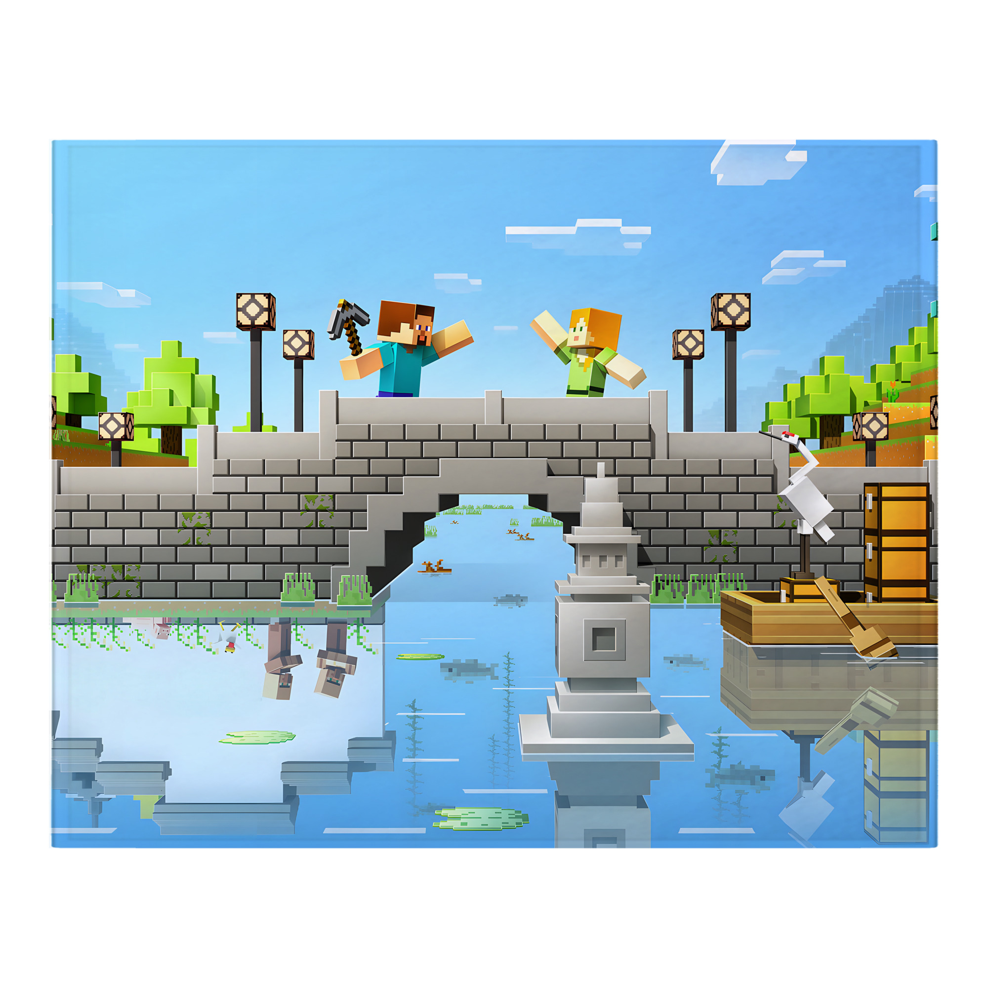 （画像用） マインクラフト ブロックの世界 Minecraft MC Block world フランネルブランケット・多サイズ対応（横型）