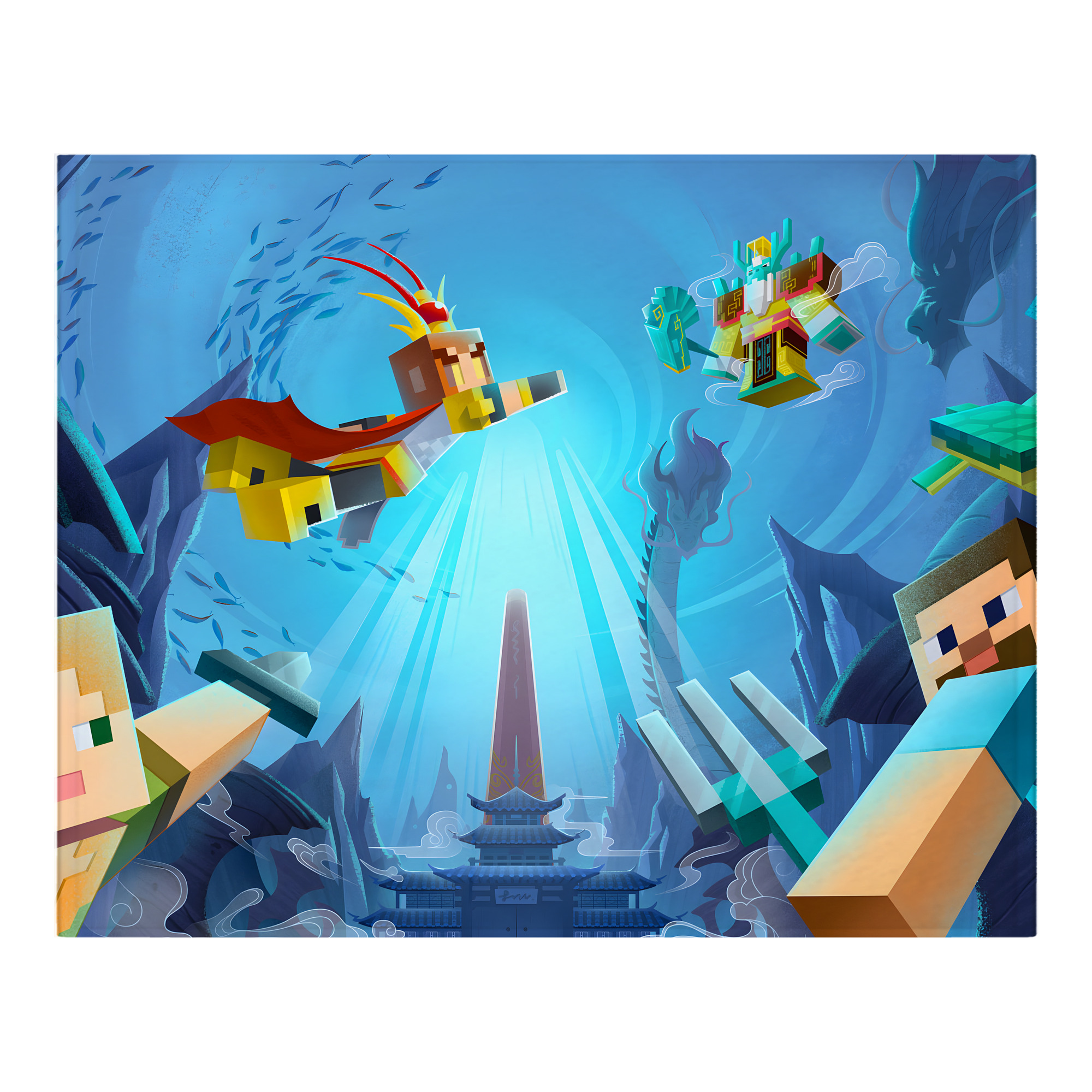 （画像用） マインクラフト ブロックの世界 Minecraft MC Block world フランネルブランケット・多サイズ対応（横型）