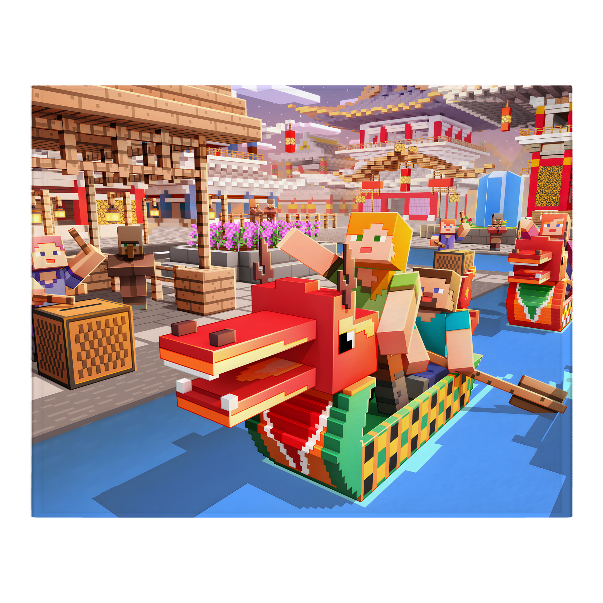 （画像用） マインクラフト ブロックの世界 Minecraft MC Block world フランネルブランケット・多サイズ対応（横型）