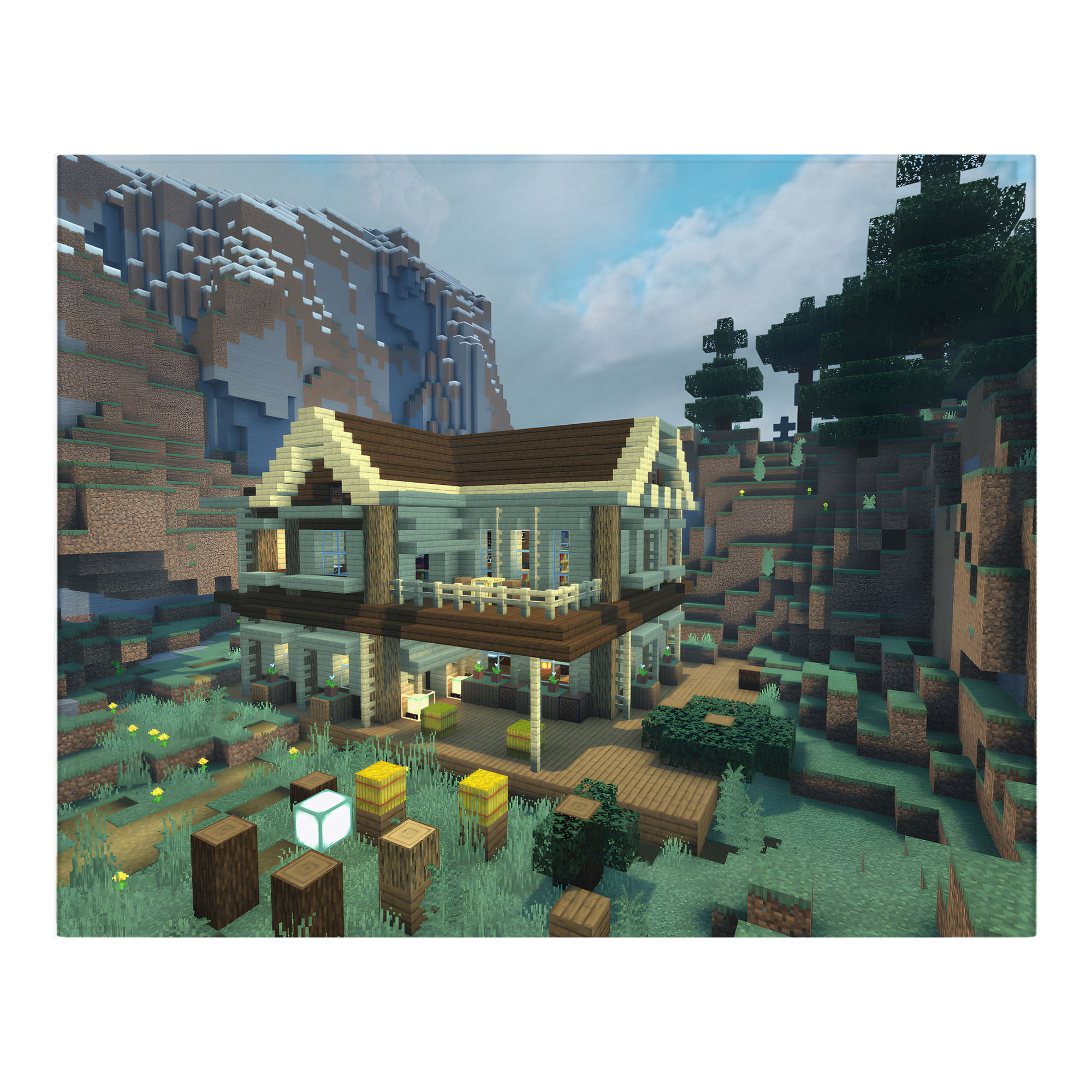 （画像用） マインクラフト ブロックの世界 Minecraft MC Block world フランネルブランケット・多サイズ対応（横型）