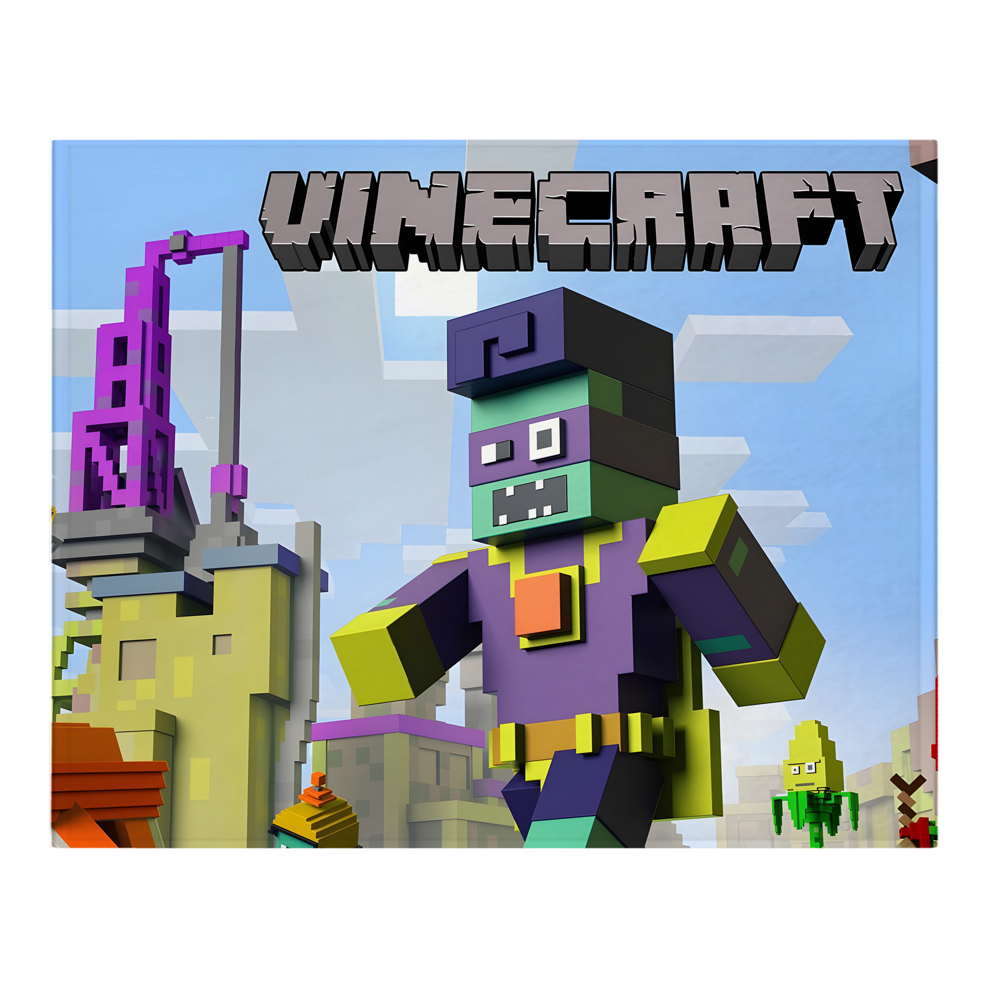 （画像用） マインクラフト ブロックの世界 Minecraft MC Block world フランネルブランケット・多サイズ対応（横型）
