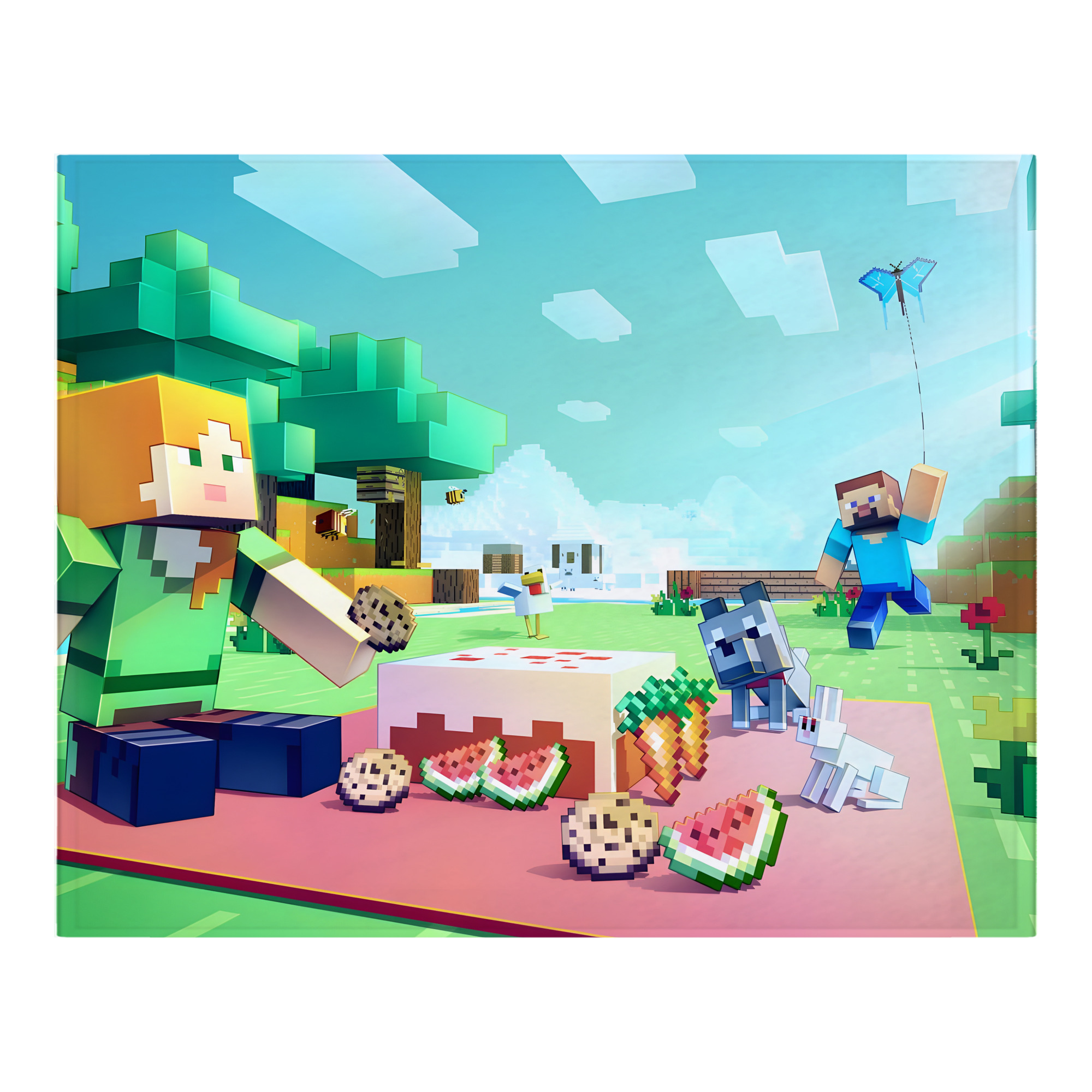 （画像用） マインクラフト ブロックの世界 Minecraft MC Block world フランネルブランケット・多サイズ対応（横型）