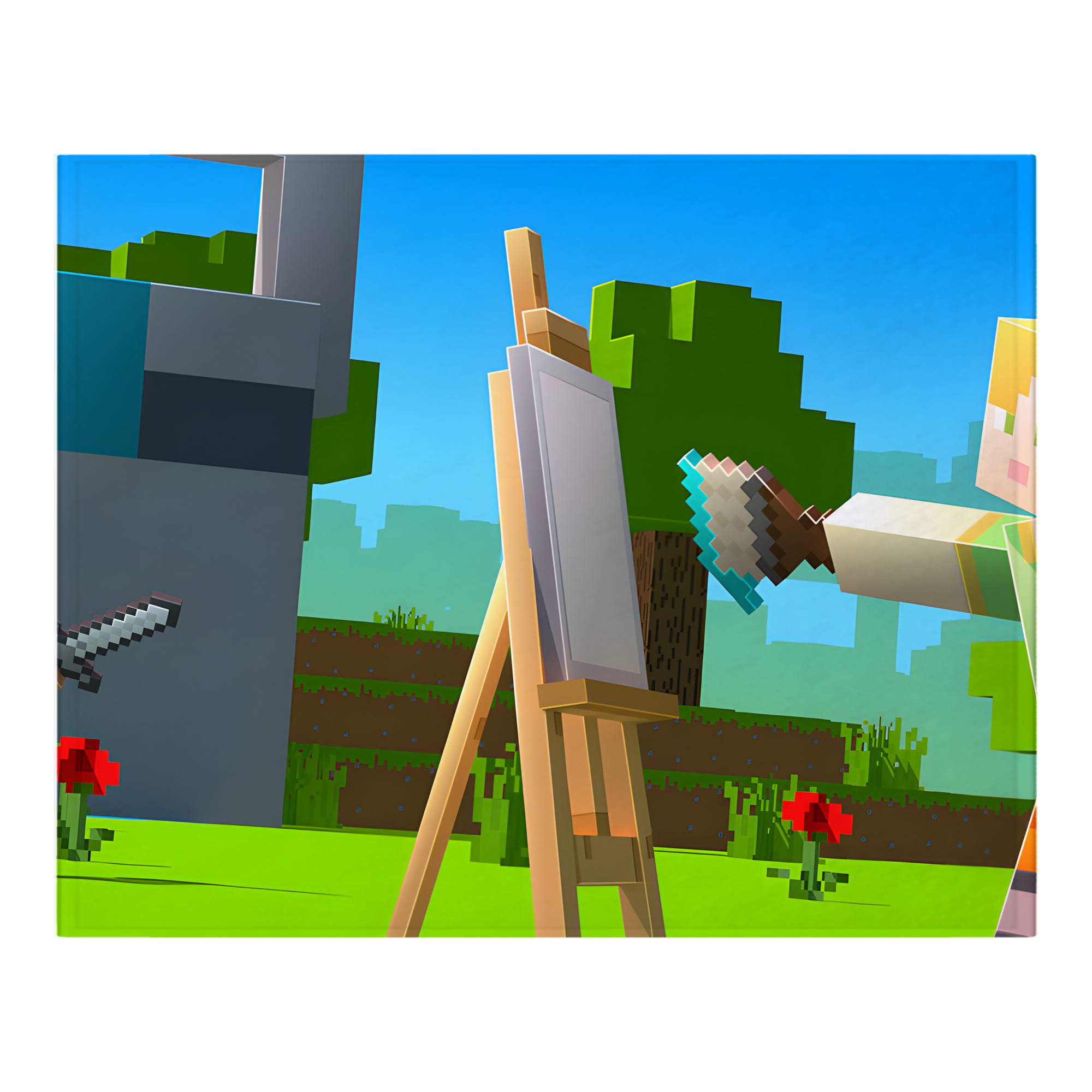 （画像用） マインクラフト ブロックの世界 Minecraft MC Block world フランネルブランケット・多サイズ対応（横型）