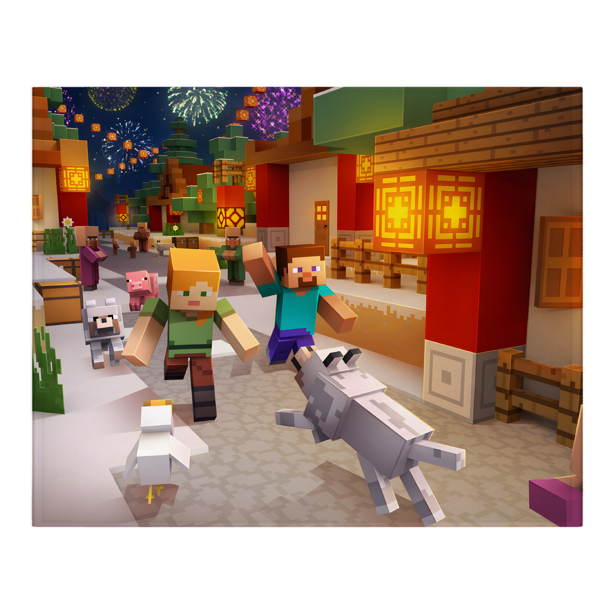 （画像用） マインクラフト ブロックの世界 Minecraft MC Block world フランネルブランケット・多サイズ対応（横型）