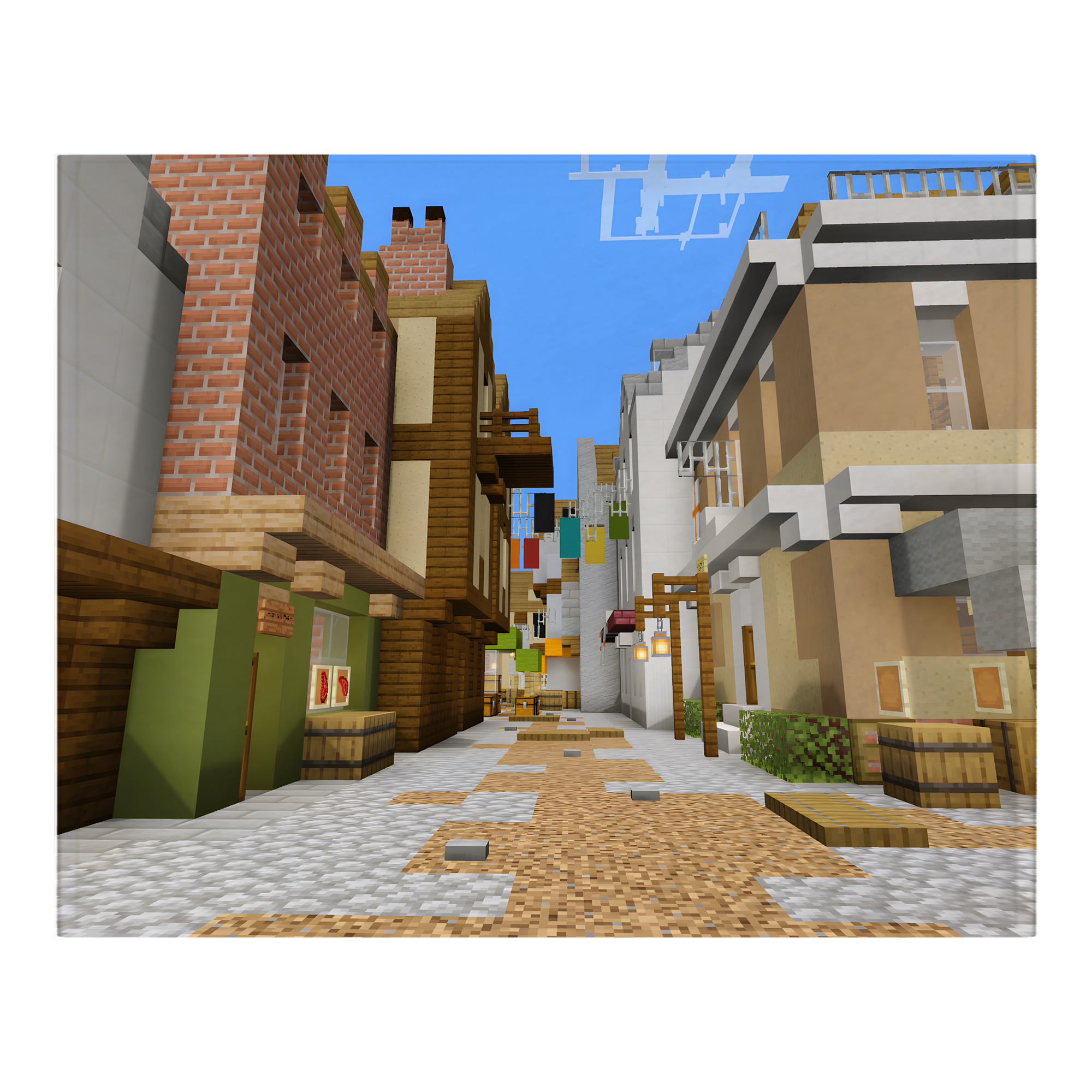 （画像用） マインクラフト ブロックの世界 Minecraft MC Block world フランネルブランケット・多サイズ対応（横型）