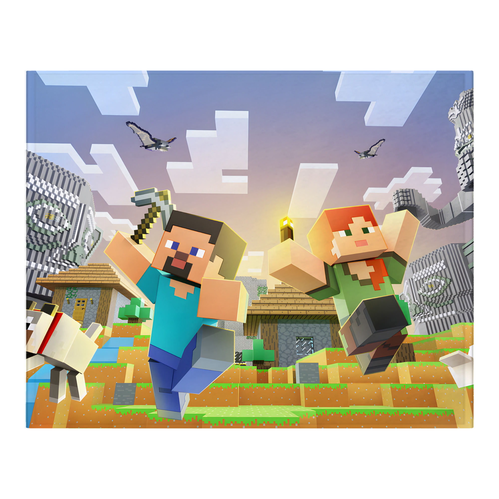 （画像用） マインクラフト ブロックの世界 Minecraft MC Block world フランネルブランケット・多サイズ対応（横型）