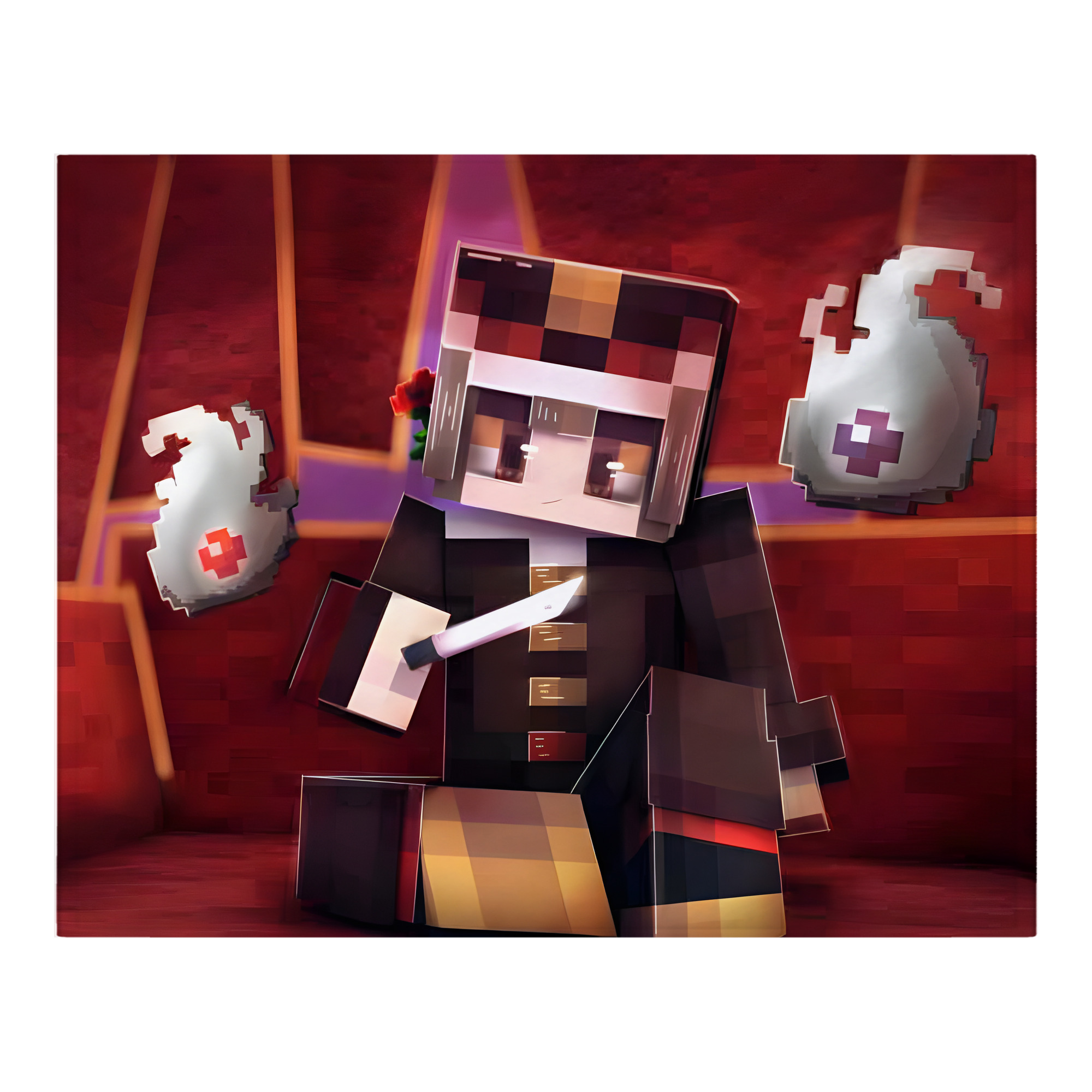 （画像用） マインクラフト ブロックの世界 Minecraft MC Block world フランネルブランケット・多サイズ対応（横型）