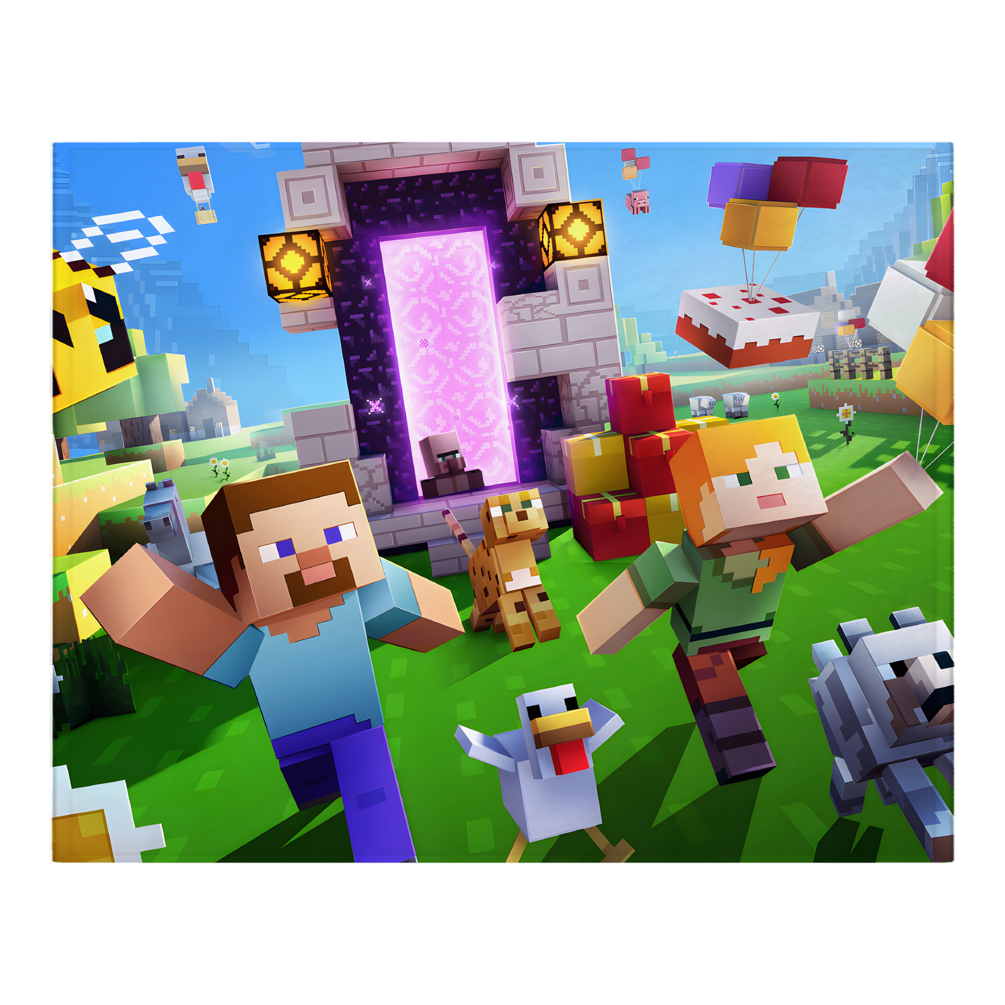 （画像用） マインクラフト ブロックの世界 Minecraft MC Block world フランネルブランケット・多サイズ対応（横型）