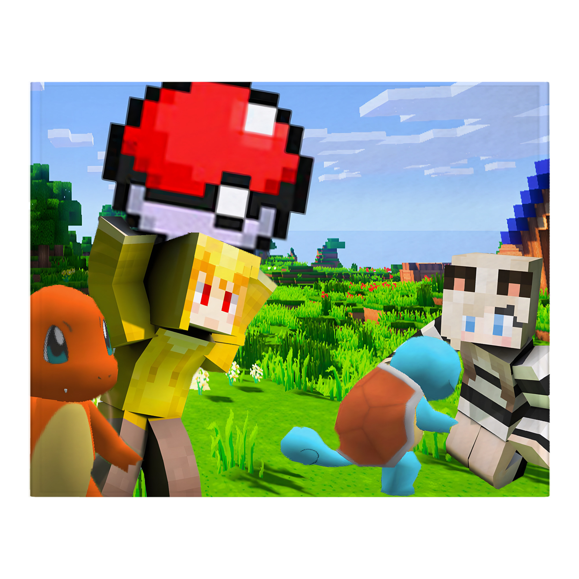 （画像用） マインクラフト ブロックの世界 Minecraft MC Block world フランネルブランケット・多サイズ対応（横型）