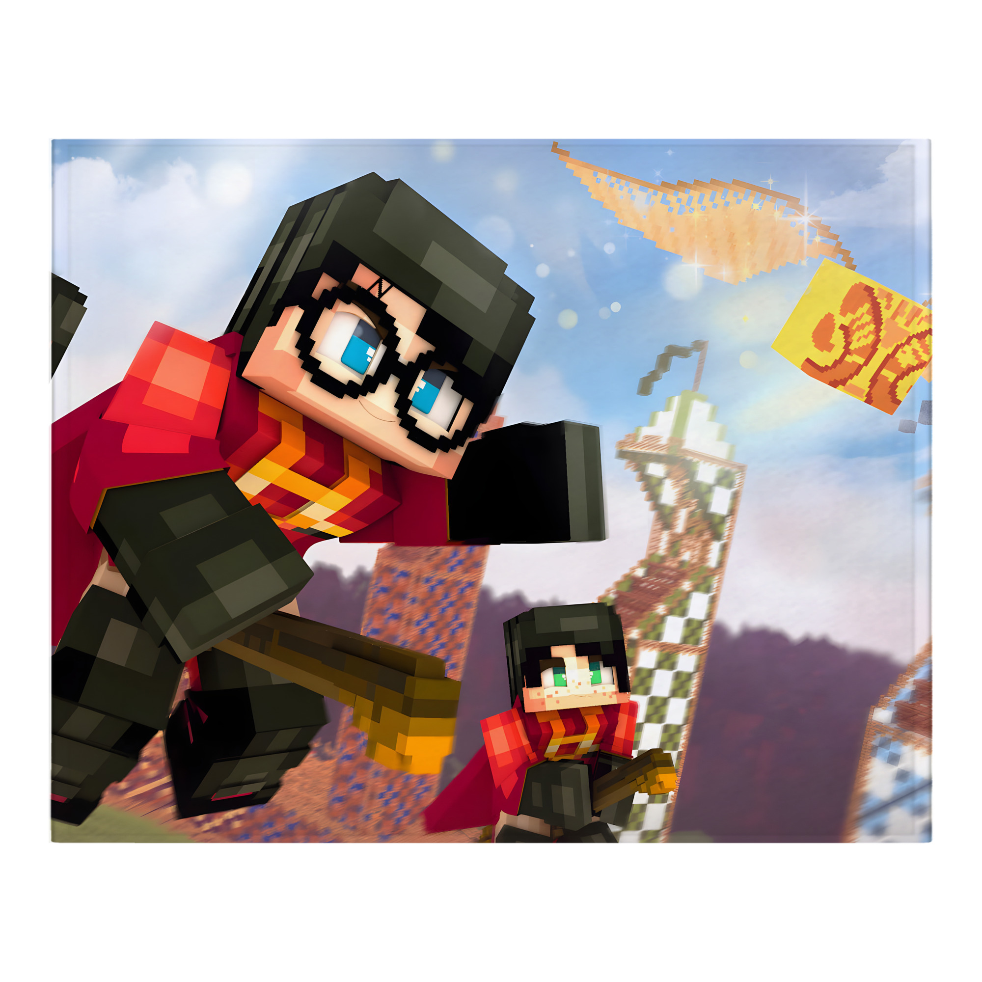 （画像用） マインクラフト ブロックの世界 Minecraft MC Block world フランネルブランケット・多サイズ対応（横型）