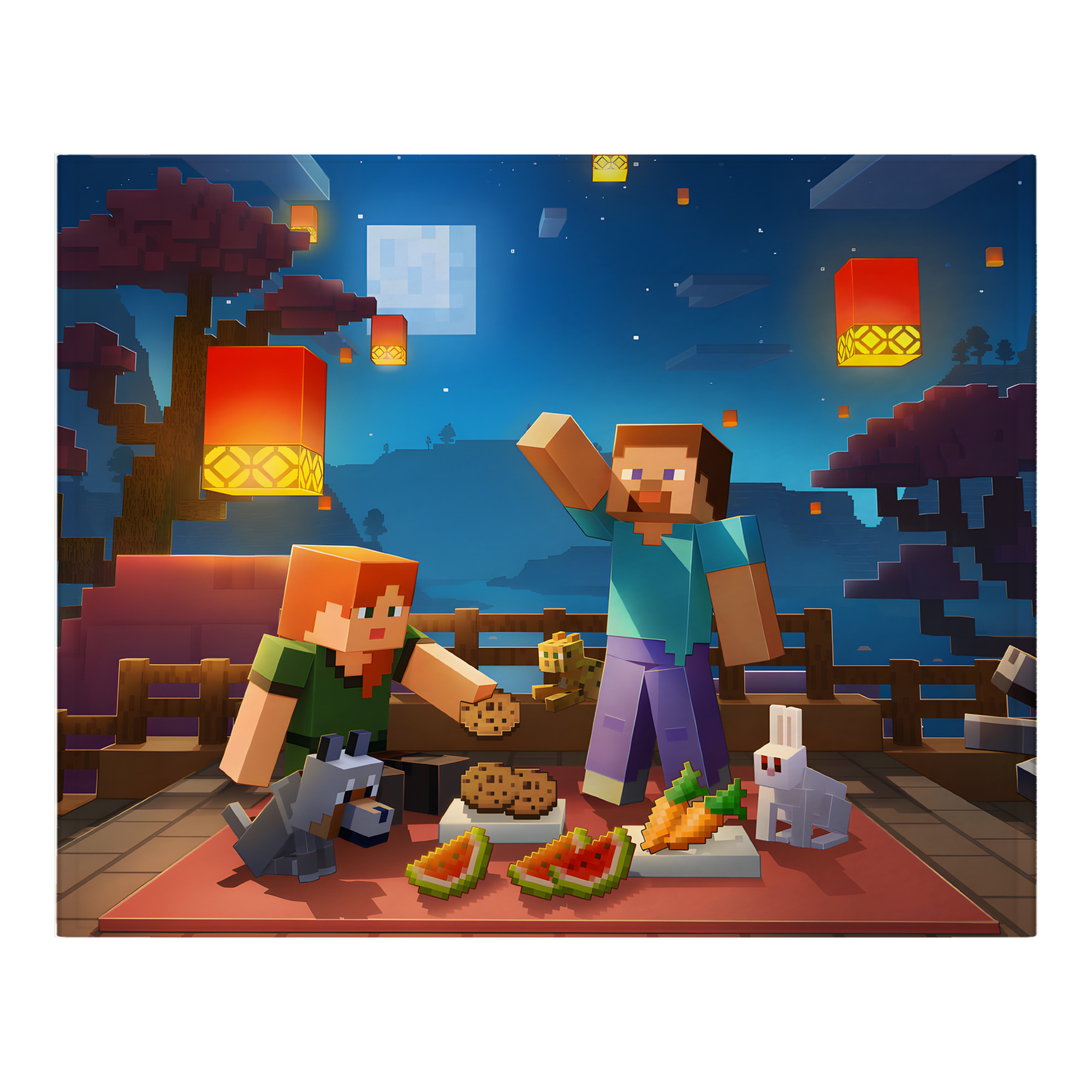 （画像用） マインクラフト ブロックの世界 Minecraft MC Block world フランネルブランケット・多サイズ対応（横型）
